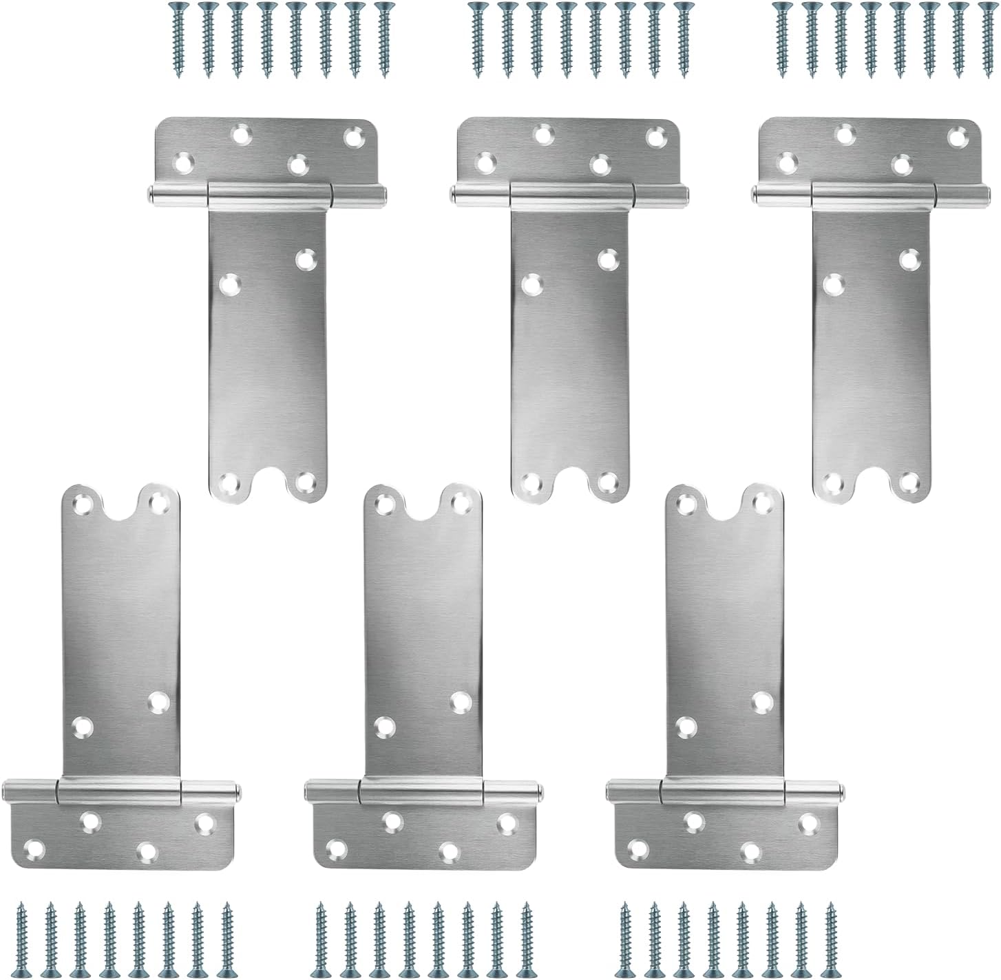 8” Door Hinges,300 Lbs Capacity Heavy Duty Gate Hinges，6 Pack T Gate Hinges, Wrought Hardware for Wooden Fences, Barn Door, Screws Included (8“ - 6 Pack) -Patent Pending