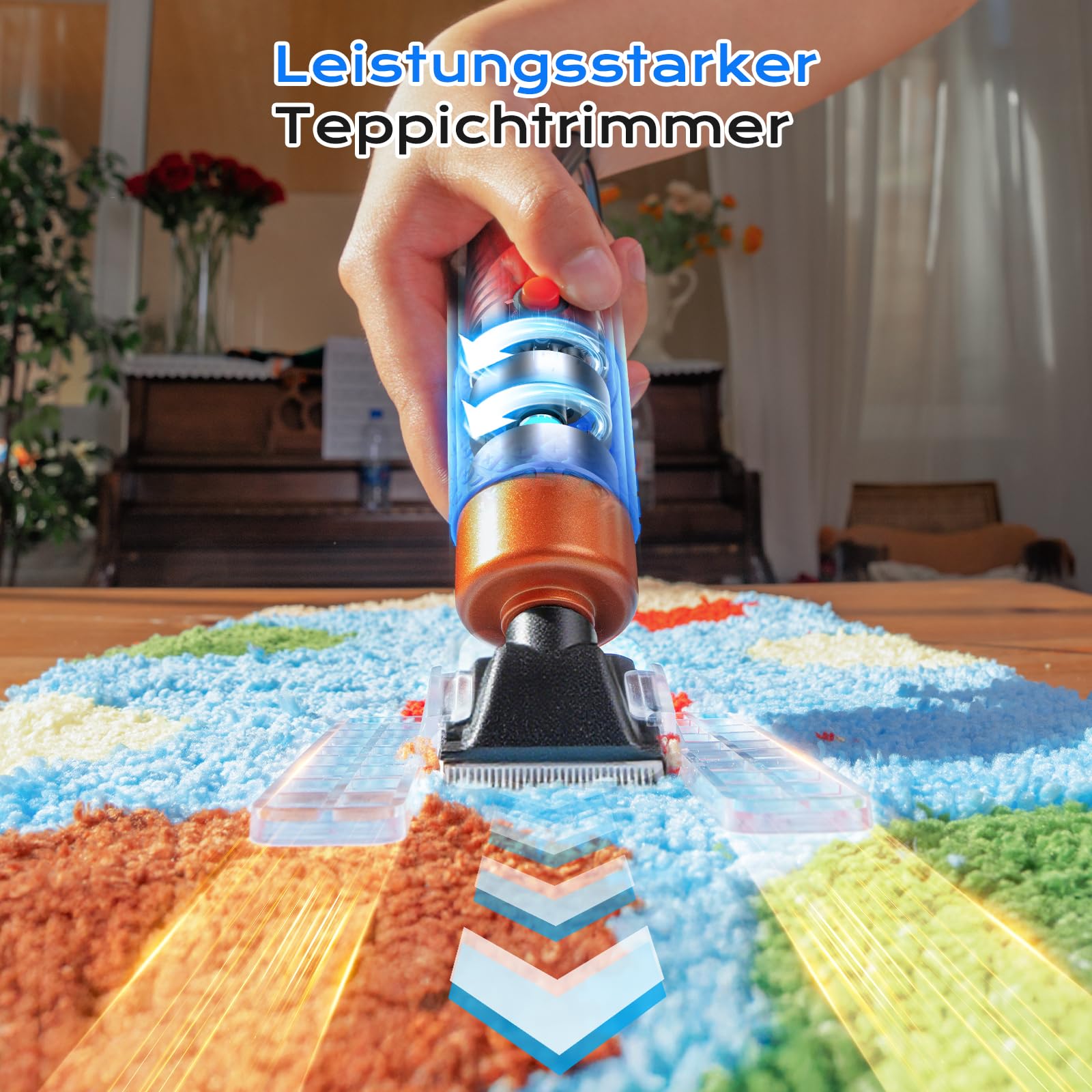BESGEER Tufting Gun Starter-Kit, Komplettes Tufting-Set mit 2-in-1 Cut-&Loop-Pile Teppichpistole, Tufting Machine (Blau)