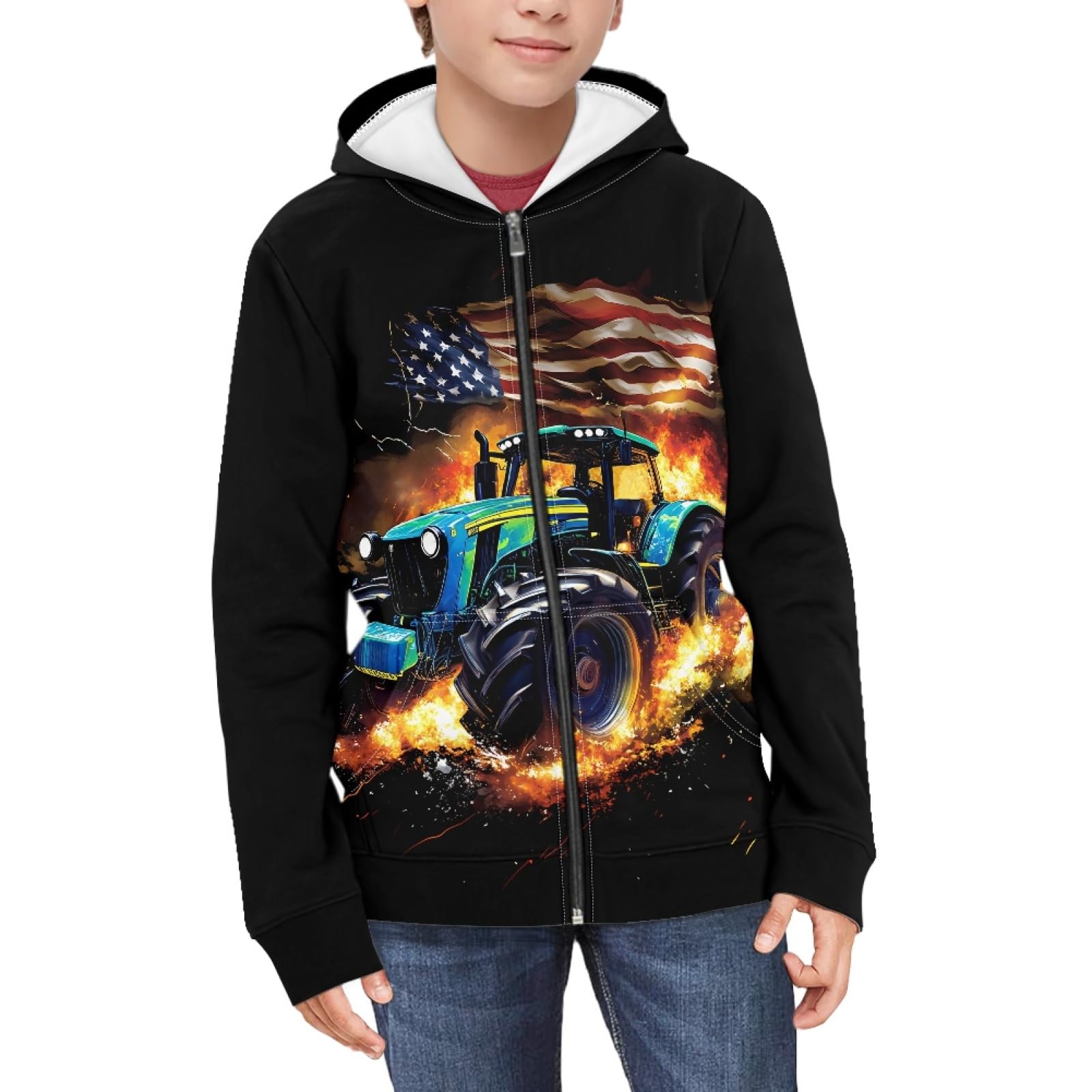 Suobstales Kids Soft Zip-Up Hoodie for Boys 6-16 Years Hooded Sweatshirt Fall Cardigan Jacket with Pockets