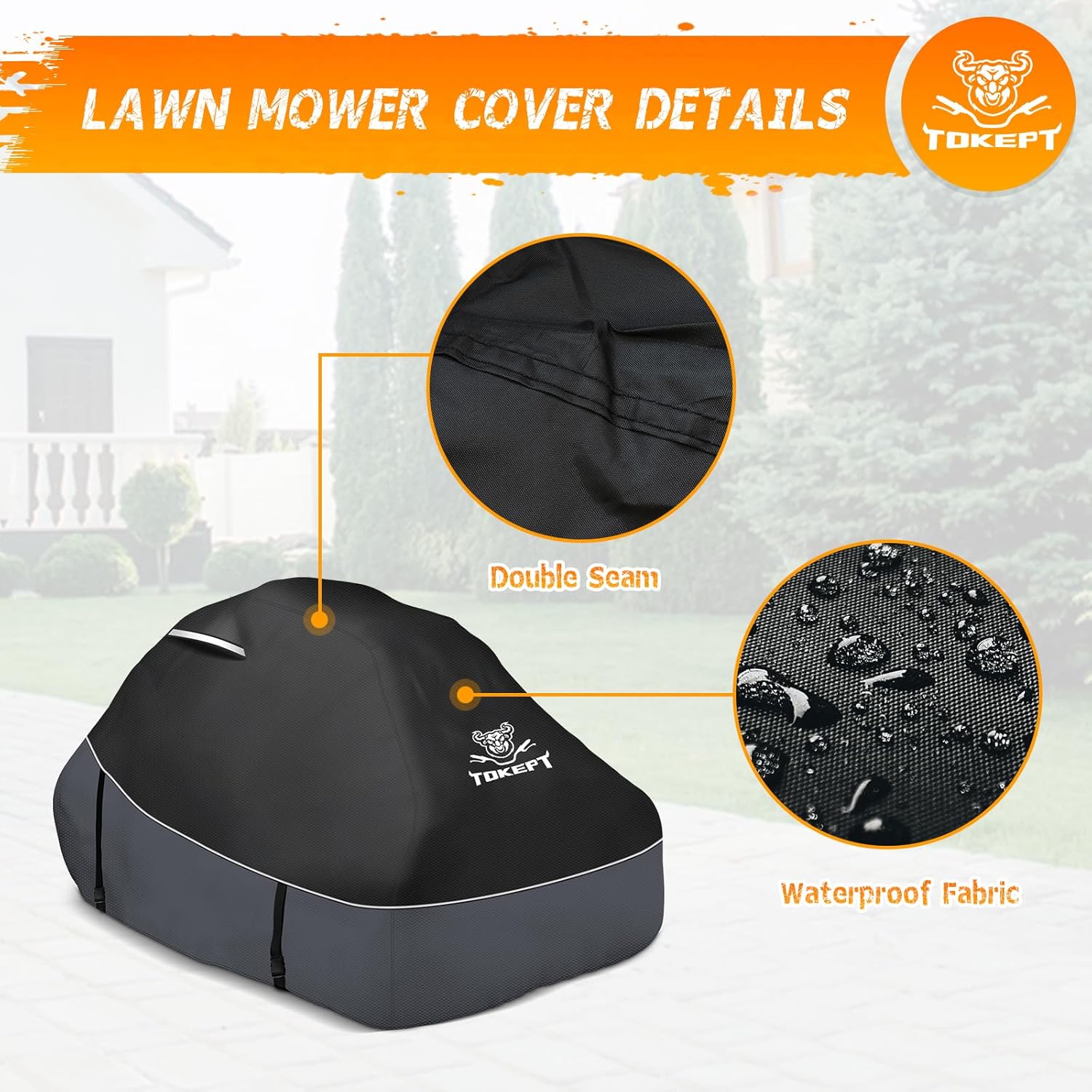 Zero Turn Lawn Mower Cover- Heavy Duty Waterproof Mower Cover Outdoor Universal Lawn Tractor Cover with Windproof Buckles and Storage Bag for Decks Up to 60"​ (79“ L x 46” W x 55" H)