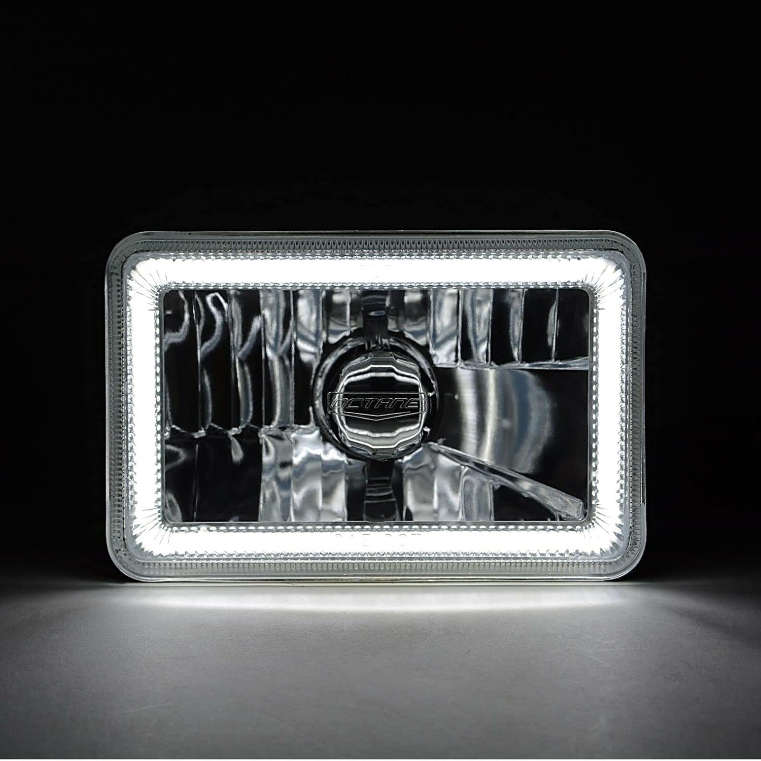 Octane Lighting 4x6 Inch Switchback White/Amber LED Halo DRL Turn Signal Headlight Lamp Bulb Pair