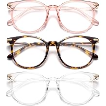 Gaoye Blue Light Blocking Glasses Retro Round - Pink & Tea Leopard & Clear