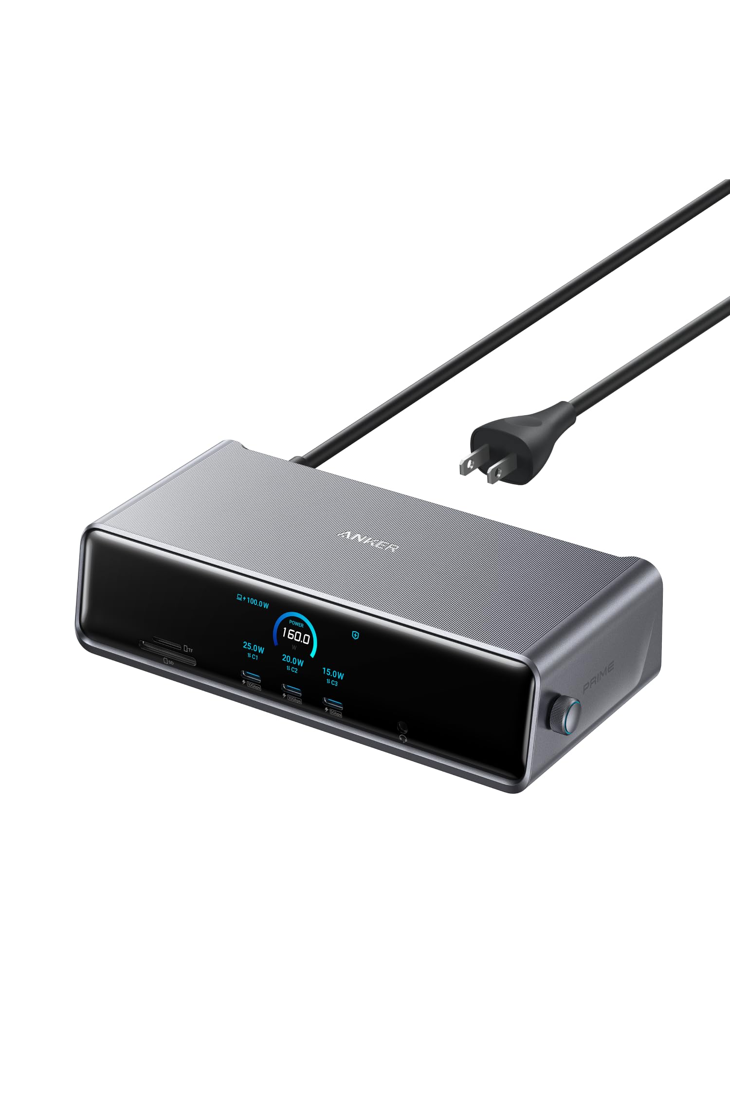 Anker Prime ドッキングステーション (14-in-1, Triple Display, DisplayLink) 最大8K USB PD 最大140W出力対応USB-Cアップストリームポート 3画面同時出力 10Gbps高速データ転送 GaN搭載 ACアダプタ内蔵 冷却システム ディスプレイ搭載 DisplayLinkダウンロード必要
