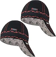 Vista 6 de Fullsheild Reversible Welding Cap Flame Resistant CAT 2 Protective FR Welder Hats 6 Pannel Midweight Printed for Men Women