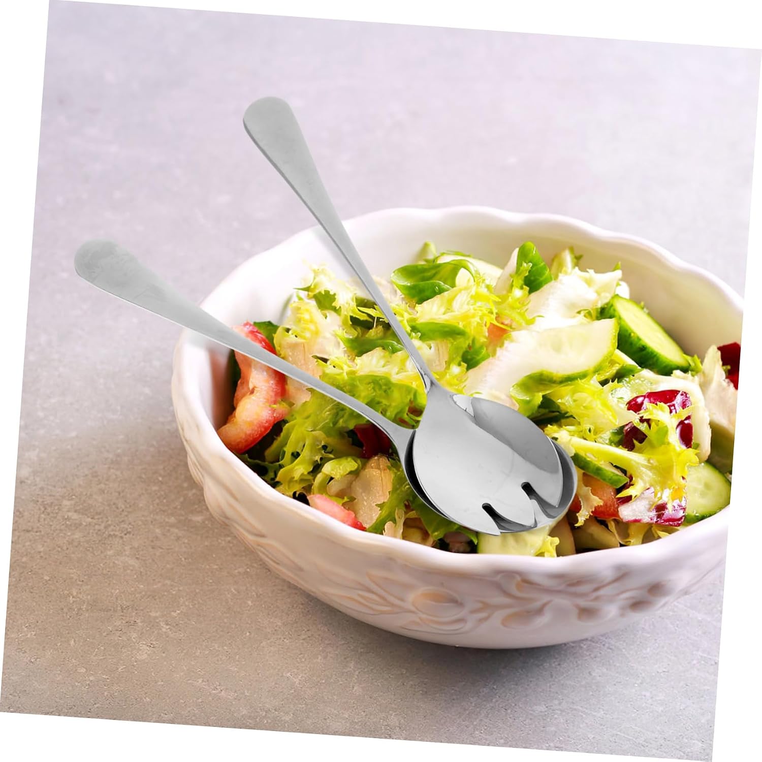 Stainless Steel Salad Servers Spoon and Fork Set 2pcs Xmas