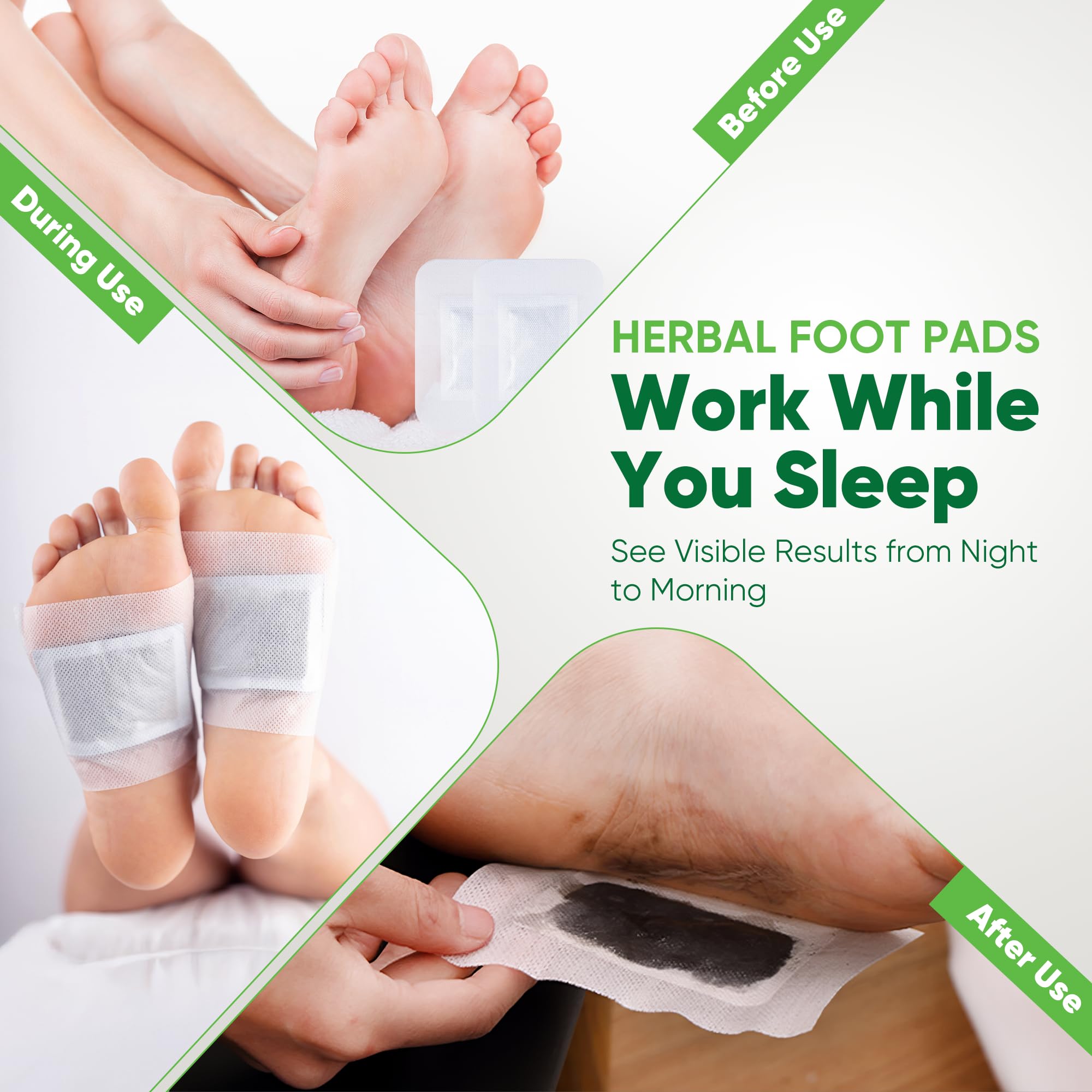 AOSORW Natural Cleansing Foot Pads with Ginger, Mugwort & Bamboo Vinegar, 30 Pads