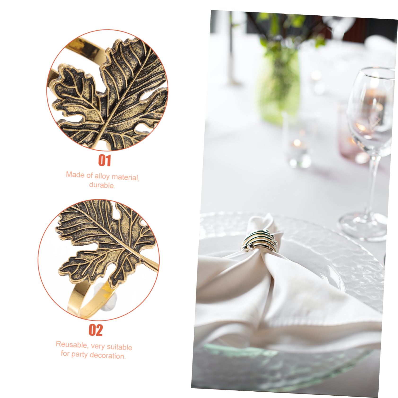 OUNONA 12stücke Retro Thanksgiving Serviettenringe Ahornblatt-Design Tischdekoration Für Festlichkeiten Abendessen Und Besondere Anlässe