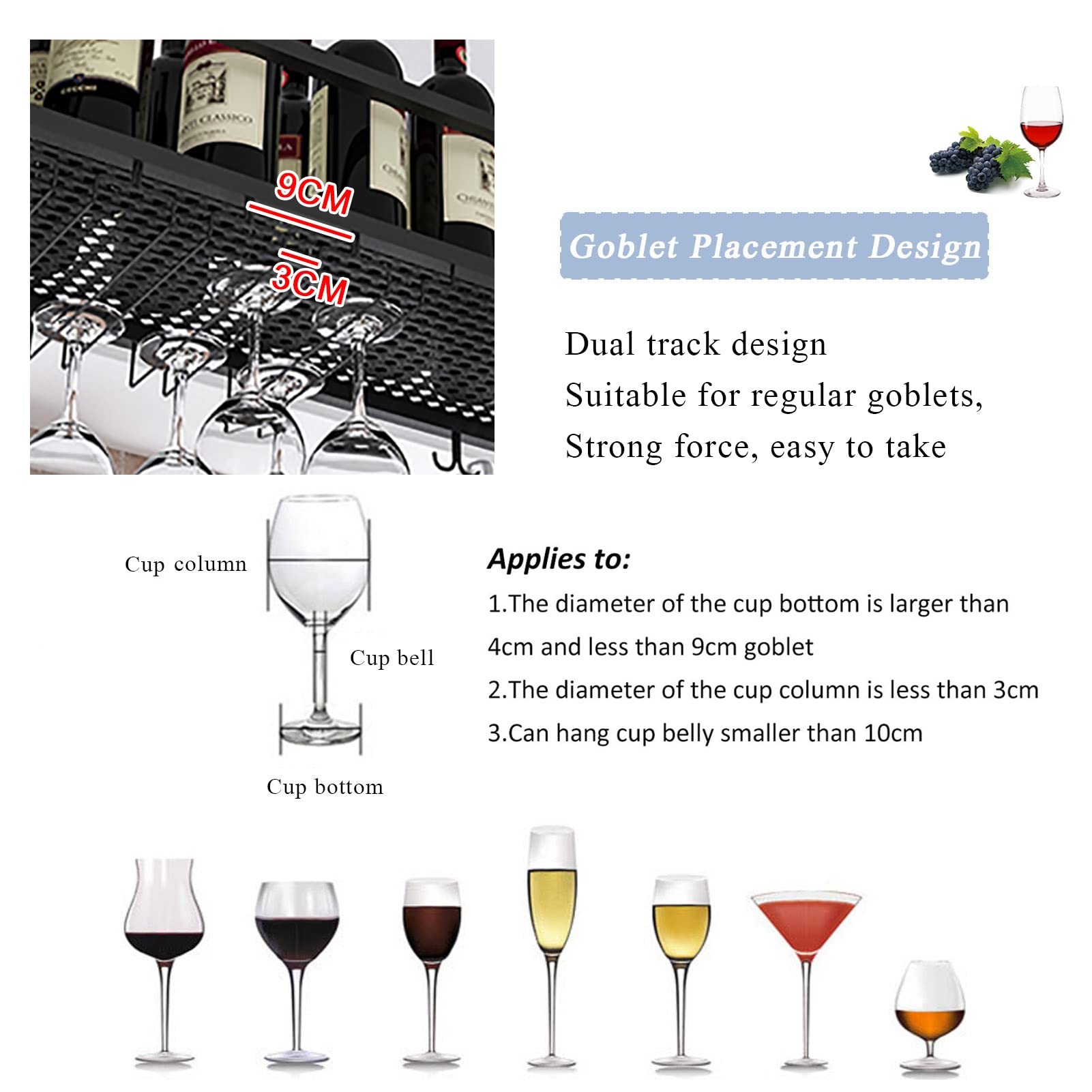 Botellero Creativo para Techo, Soporte para Botellas de Vino, Expositor Colgante para Copas de champán, Estante de Almacenamiento de Hierro Forjado para Debajo del Mueble del Bar doméstico (