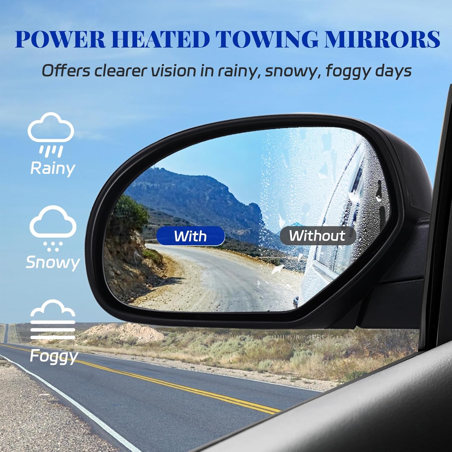 Left Driver Side Mirror Replacement for 2007-2013 Chevy Silverado GMC Sierra 1500 2500 3500 HD Yukon XL Suburban Tahoe Door Mirror Power Heated Manual Folding,GM1320325