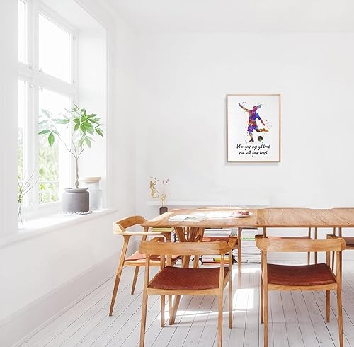 Miniatura 5 de Dignovel Studios Póster DN731 de 8 x 10 pulgadas sin marco con cita inspiradora acuarela artística femenina de fútbol femenino decoración de pared