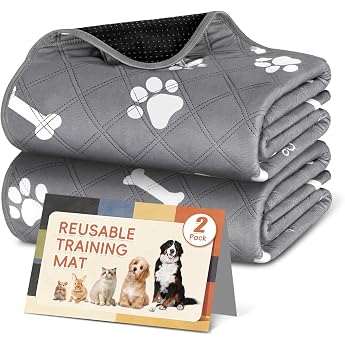 Pack of 2 Washable Pet Urine Pads Reusable Mats for Dogs Leak-Proof Super Absorbent Non-Slip for Cats Dogs Guinea Pigs 45 x 60 cm