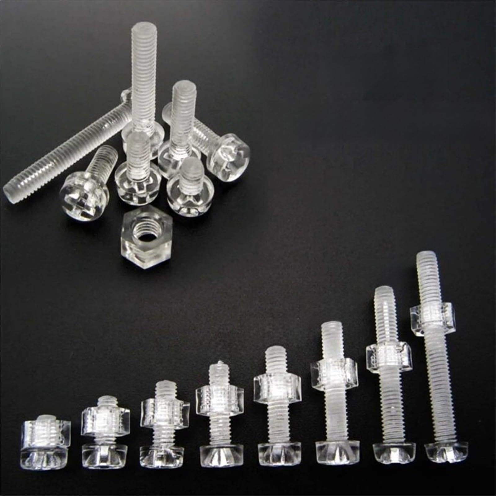 Lfang-Boulons à Cinq pans Acrylic Clear Plastic Nylon M3-M6 Round Head Screw Bolt + Nut, 50sets, Durable et résistant à la Corrosion(M3x25mm)