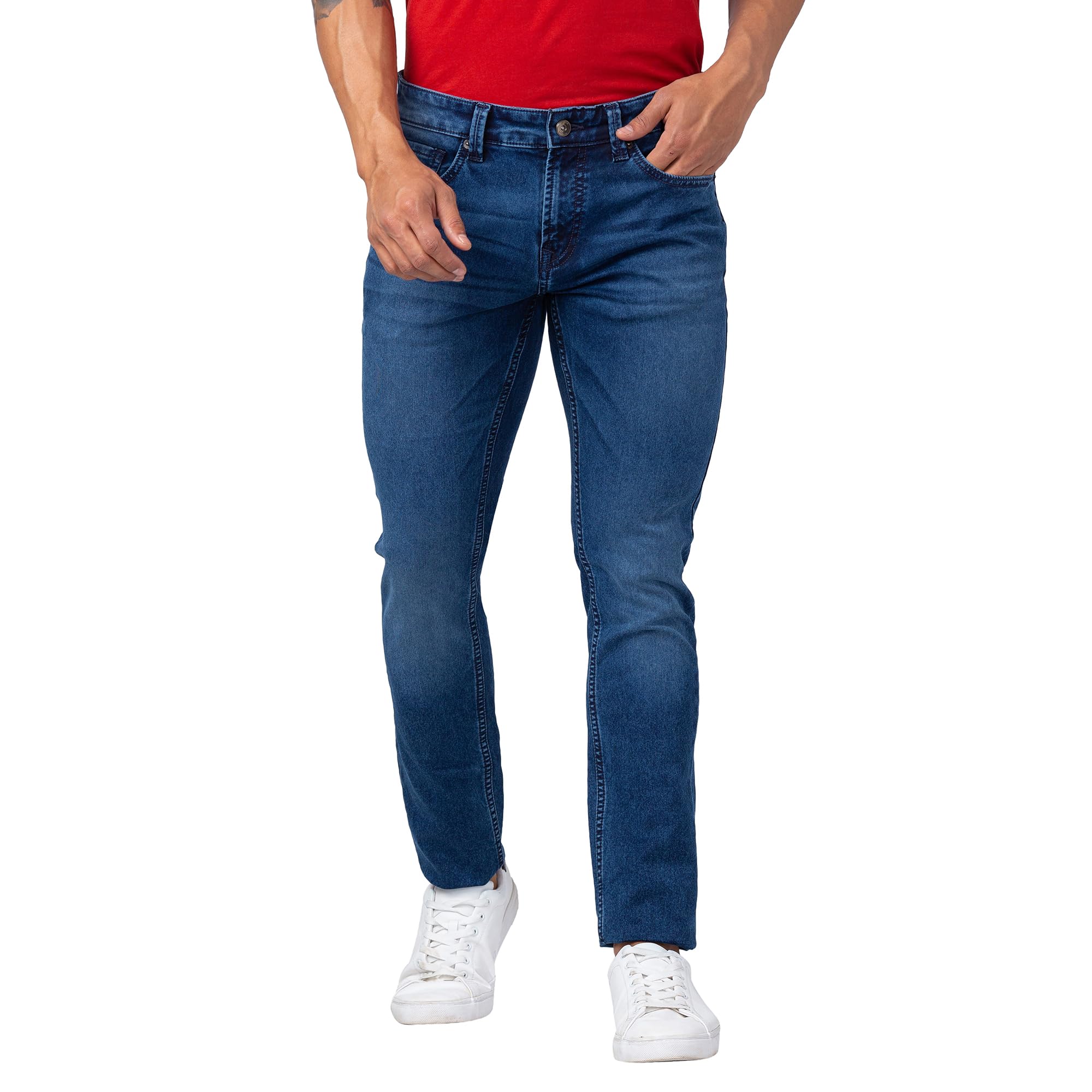 spykar Men Mid Blue Cotton Slim Fit Narrow Length Jeans (Skinny)-picture-12