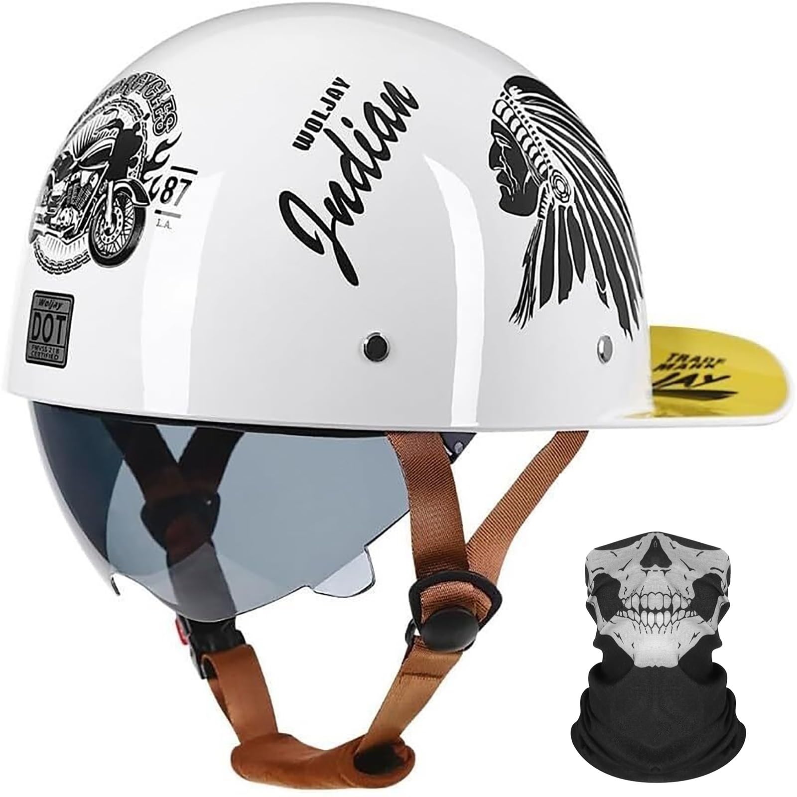 Kask motocyklowy vintage z półotwartą czapką baseballową, homologowany przez ECE, retro, półkaski, mężczyźni i kobiety, do cruiserów, skuterów, motorowerów, czapek Jet