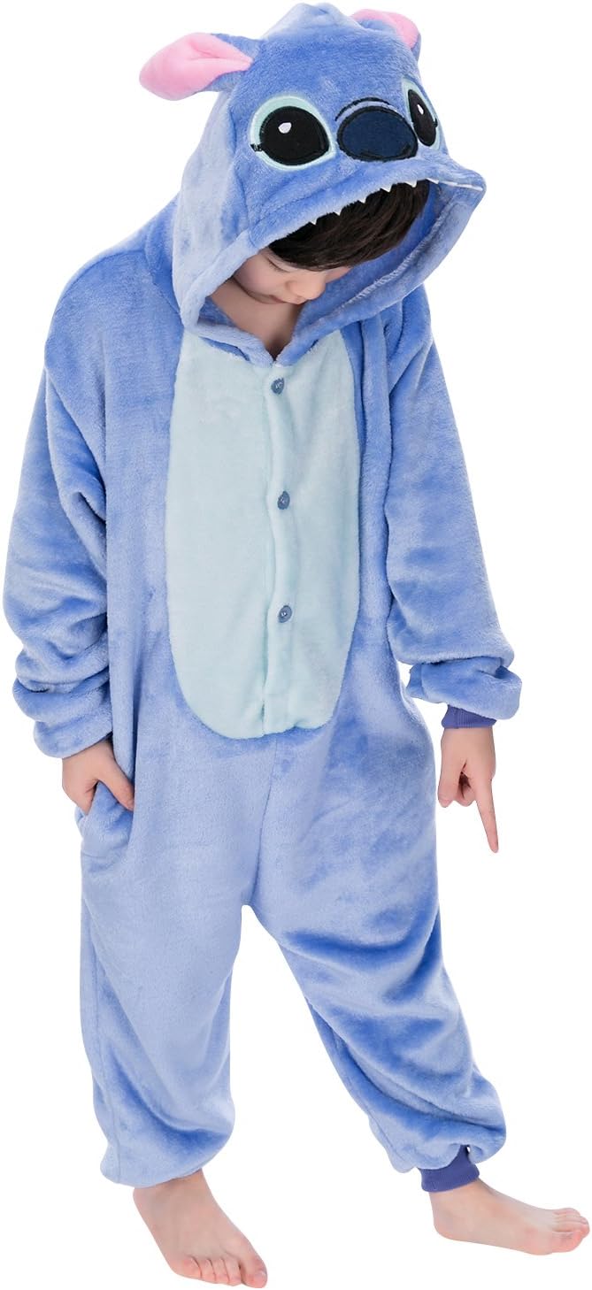 Dolamen Kids Unisex Onesies Kigurumi Pyjamas, Girls Boys Flannel Animal Sleepsuit Nightwear Hoodie, Halloween Costume Clothing, Xmas, Cosplay Party