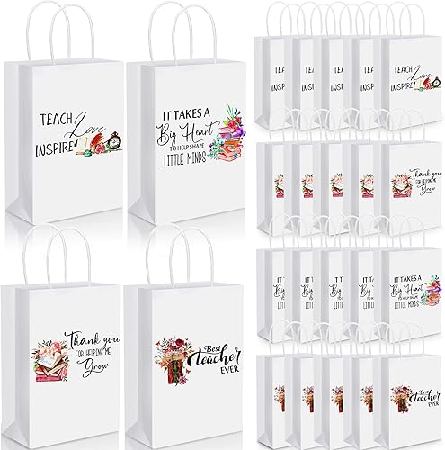 Fumete 24 bolsas de regalo de agradecimiento para profesores con asa, bolsas de agradecimiento para profesores, bolsas de regalo de agradecimiento