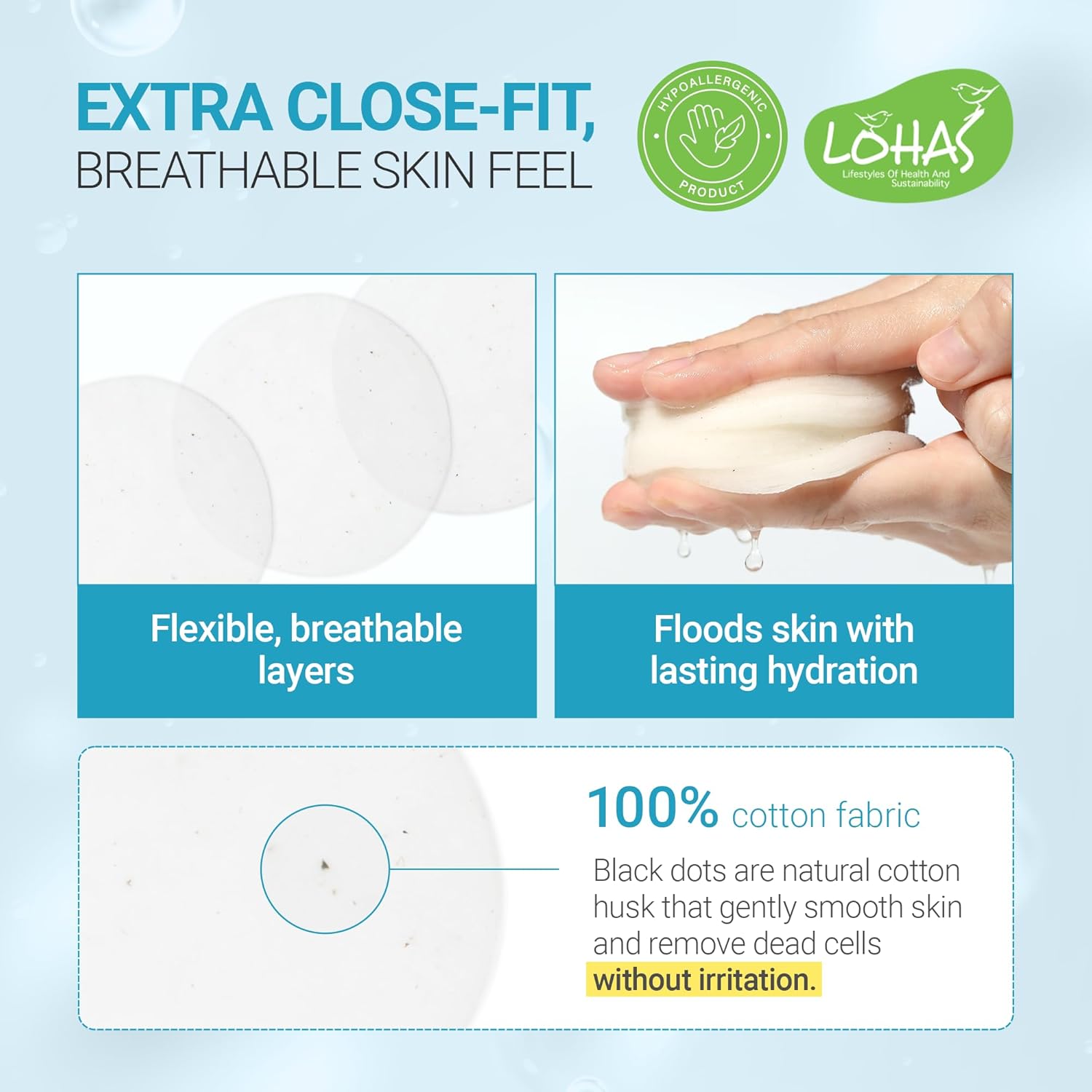 TENZERO Moisture Collagen Toner Pad (70 Count, 160g), 100% Natural Cotton, Hydrating Moisturizing Glowing Face Toner Pads, Gentle Exfoliate & Improve Elasticity, Korean Facial Toner, Dry & Dull Skin - Image 4