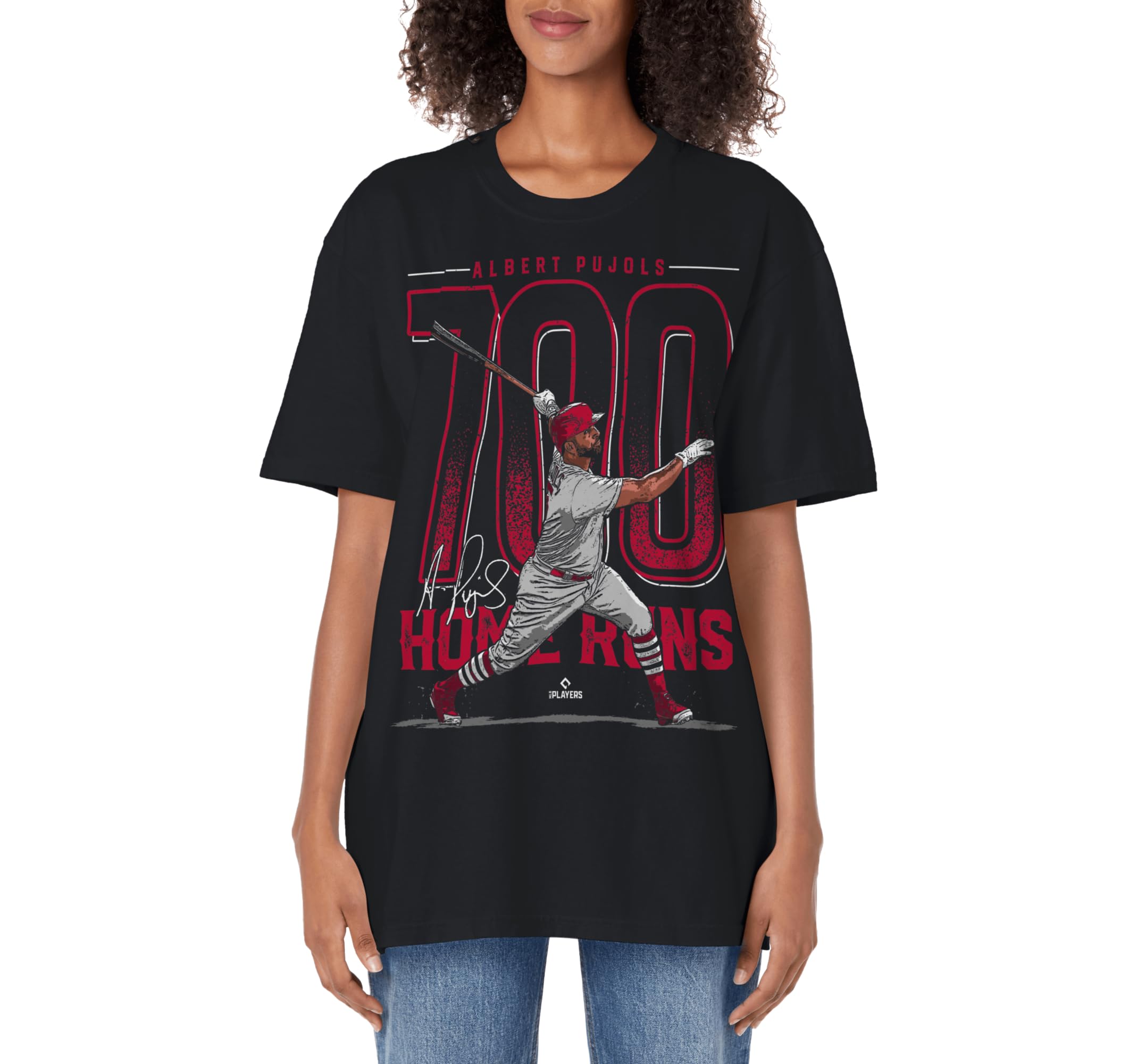 Albert Pujols 700 Home Runs Albert Pujols St Louis MLBPA Adult Oversized Vintage T-Shirt