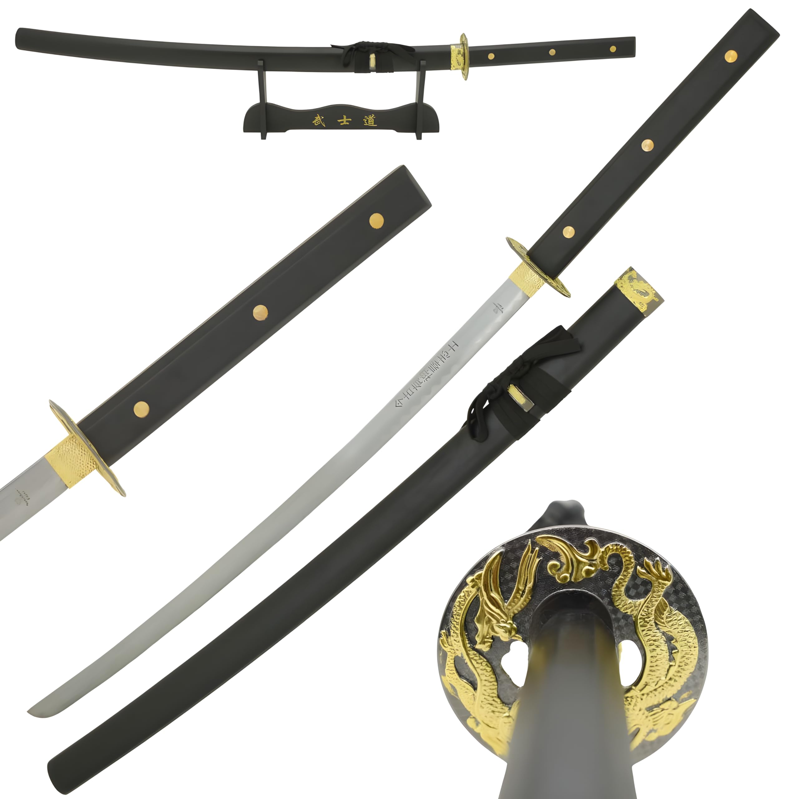 Classic-Two Tone Samurai Katana Sword Comes with Display Stand