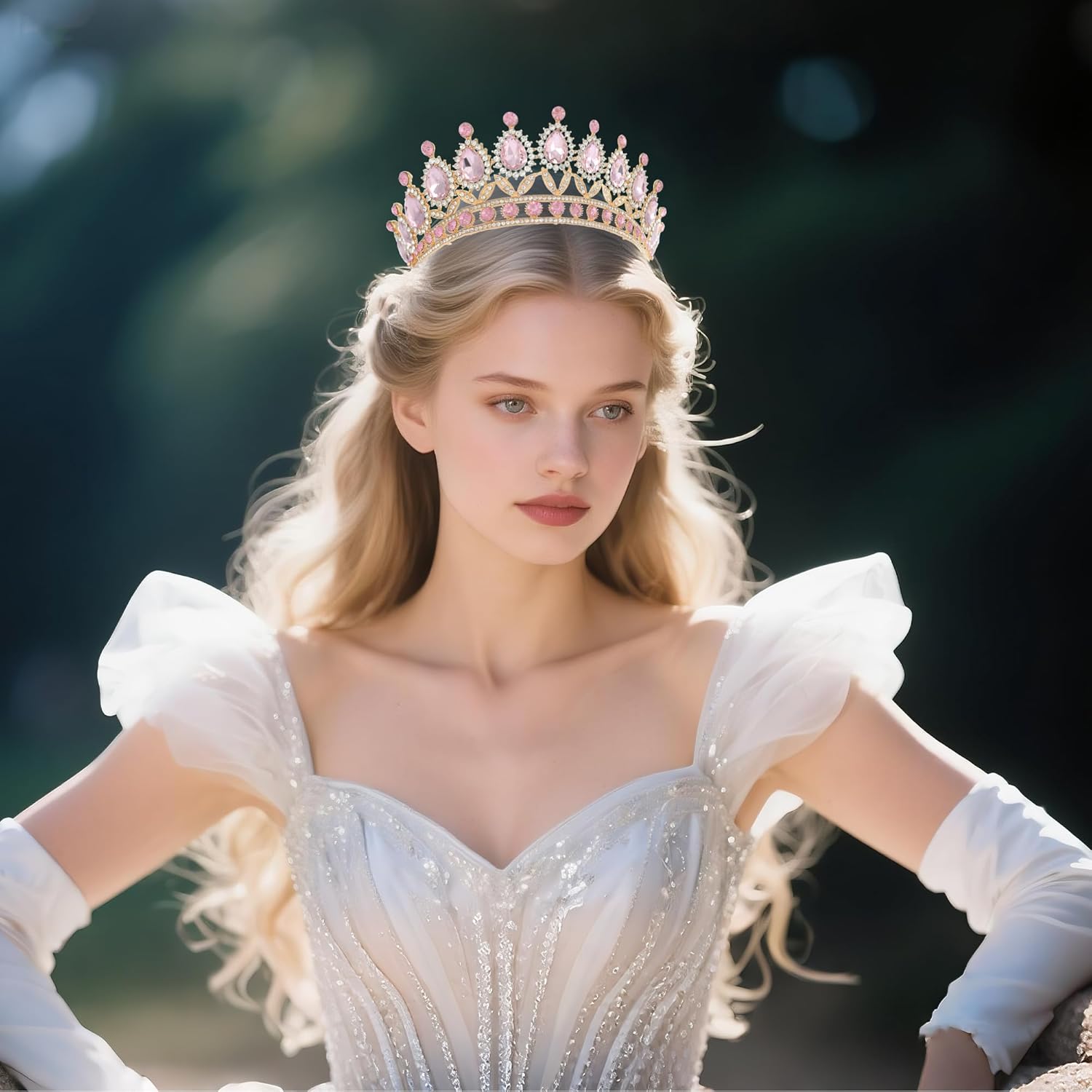 Kamirola Tiaras Princess Crown for Women Crystal Headbands for Bridal, Princess for Wedding and Party(TR21) - Image 5