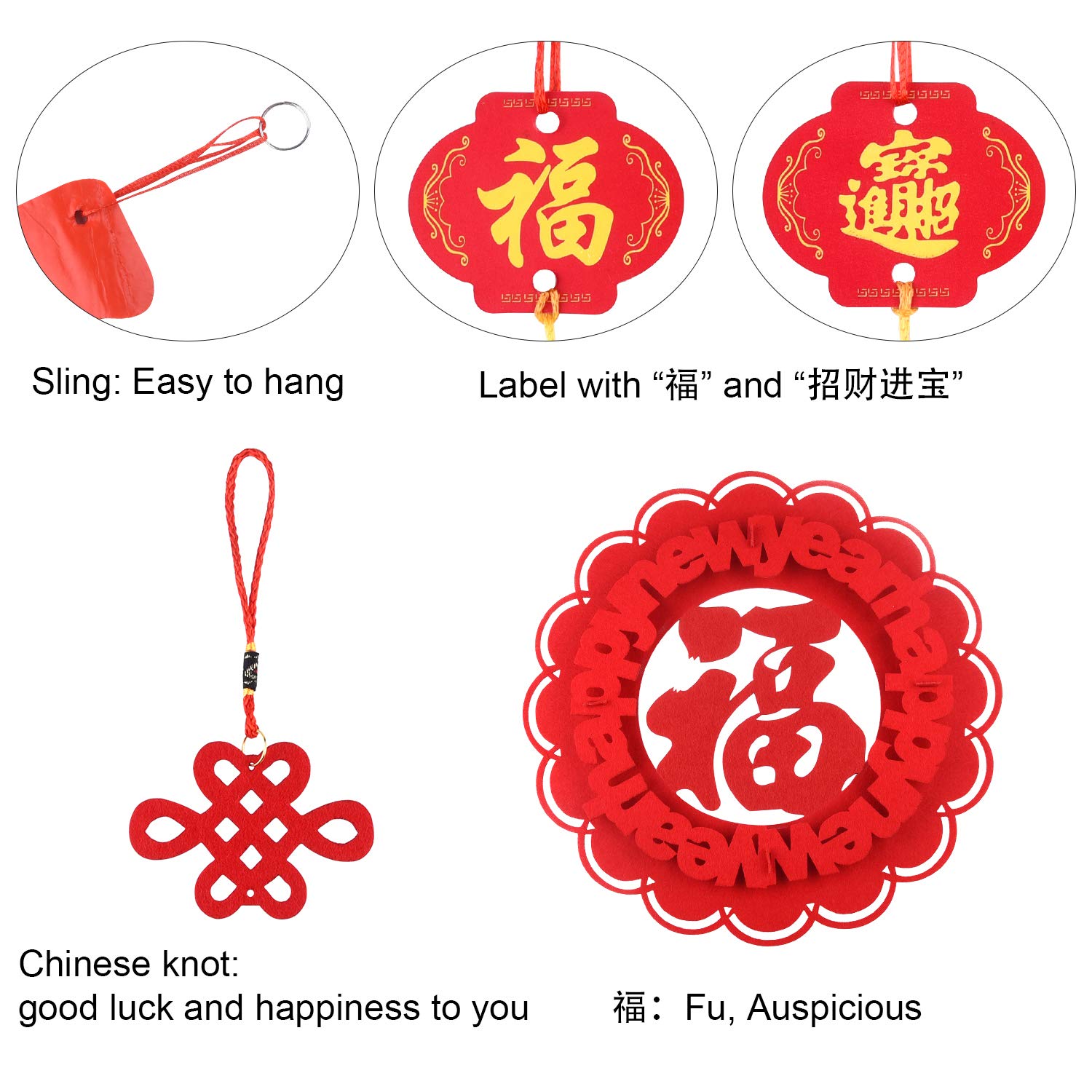 5 pcs Nouvel An Chinois Dragon Charme Gland Pendentif Bonsaï Ornements