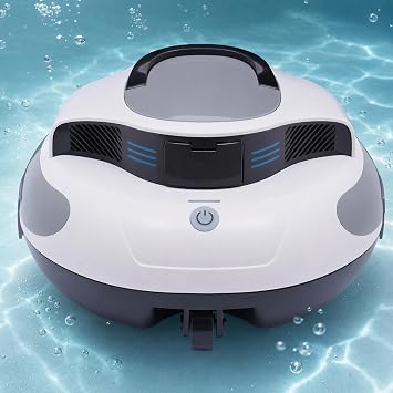 Robotic Cordless Pool Vacuum Cleaner - For Above Ground & Inground Flat Pools, Powerful Dual Brushless Motors, 75 Min Runtime, Self-Parking, Automatic Cleaning, Up to 807ft2, Efficient and Easy to Use