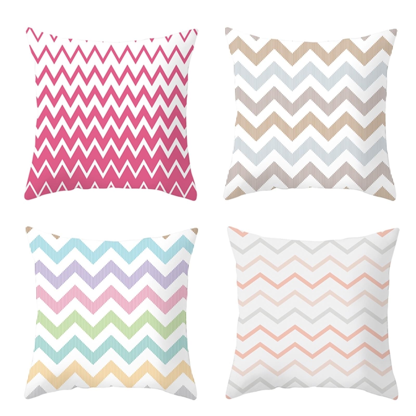 Housses de coussin motif vagues rose violet marron 40x40 cm