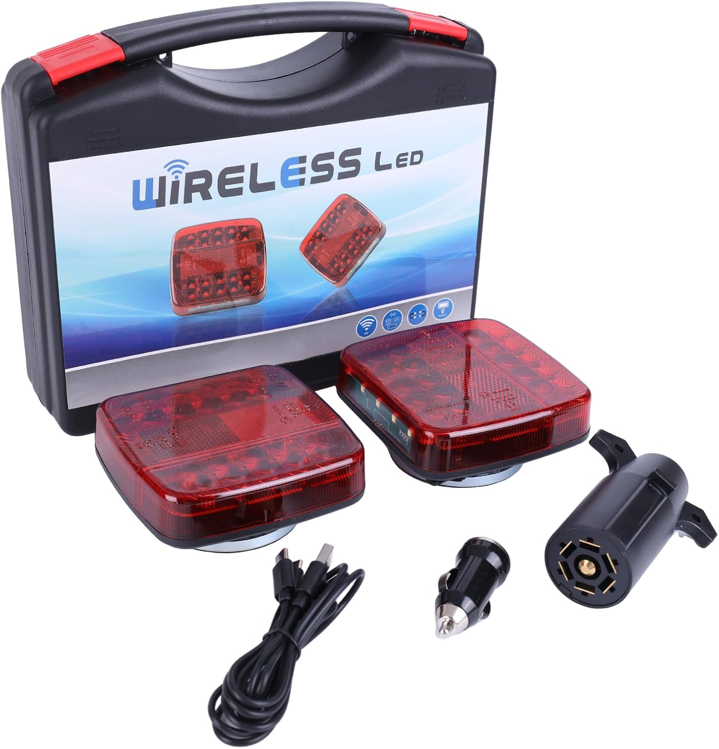 Wireless Trailer Lights Car LED Magnetic Wireless Towing Tail Lights IP67 Waterproof Portable Compatible with Boat Truck Camper RV