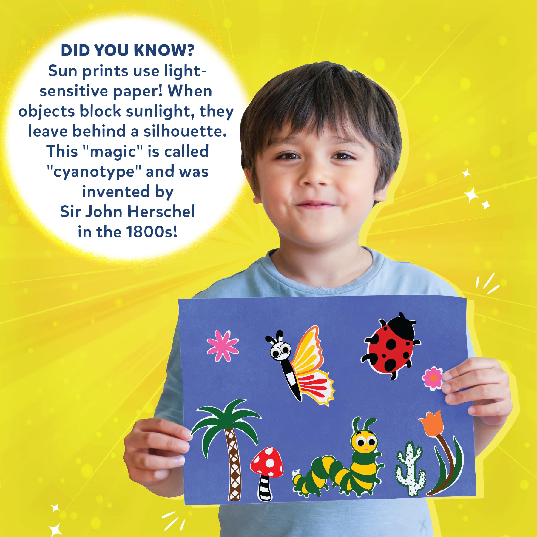 Kit de arte de papel Sun – Kit de manualidades STEM sin desorden para niños, diseño con plantillas, crea con luz solar, color con marcadores, juego en interiores y exteriores, regalos para 6