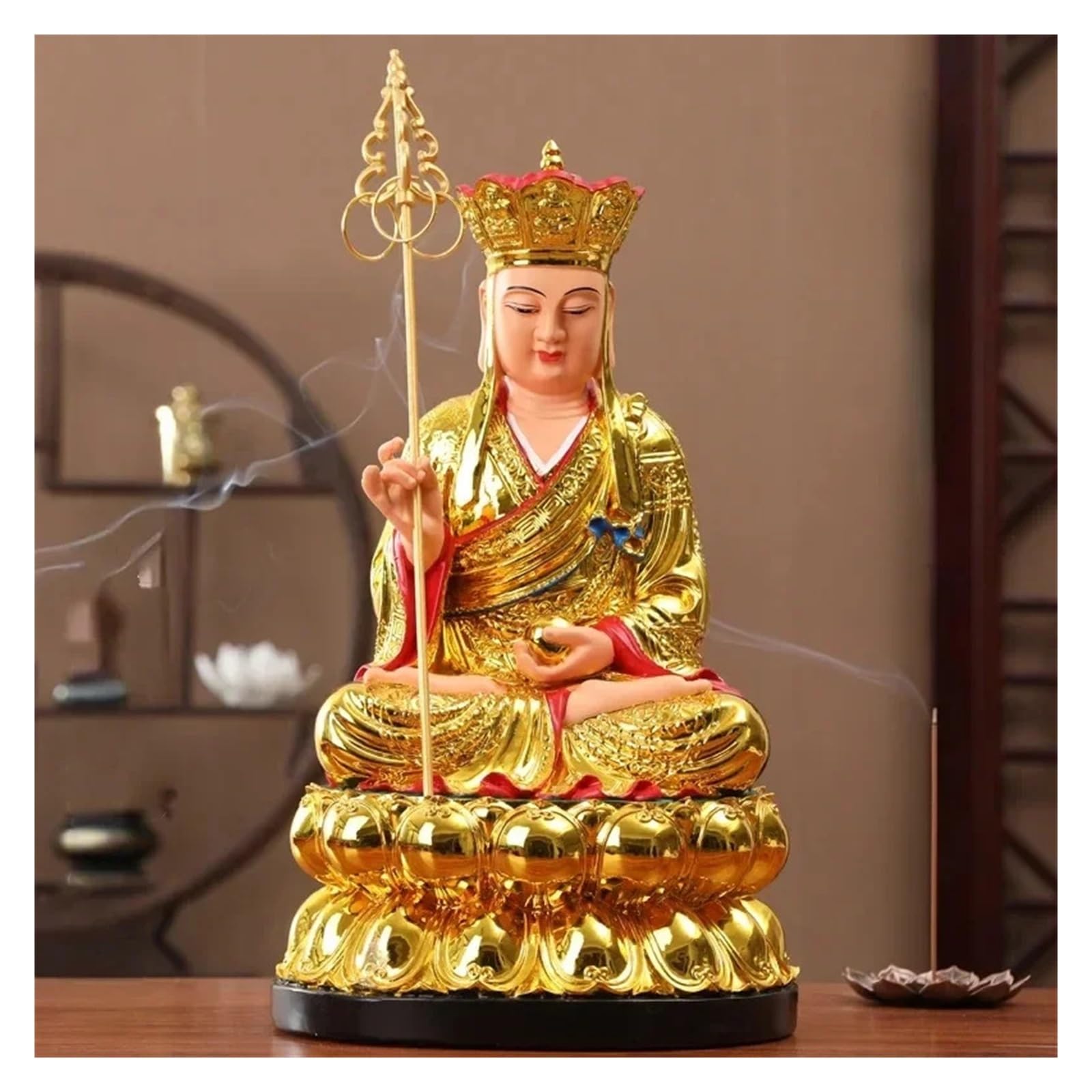 SAMCIOI Desktop Figurines 30cm / 11.8in Buddha Statue Resin Desktop Decorative Ornament Office Decorations