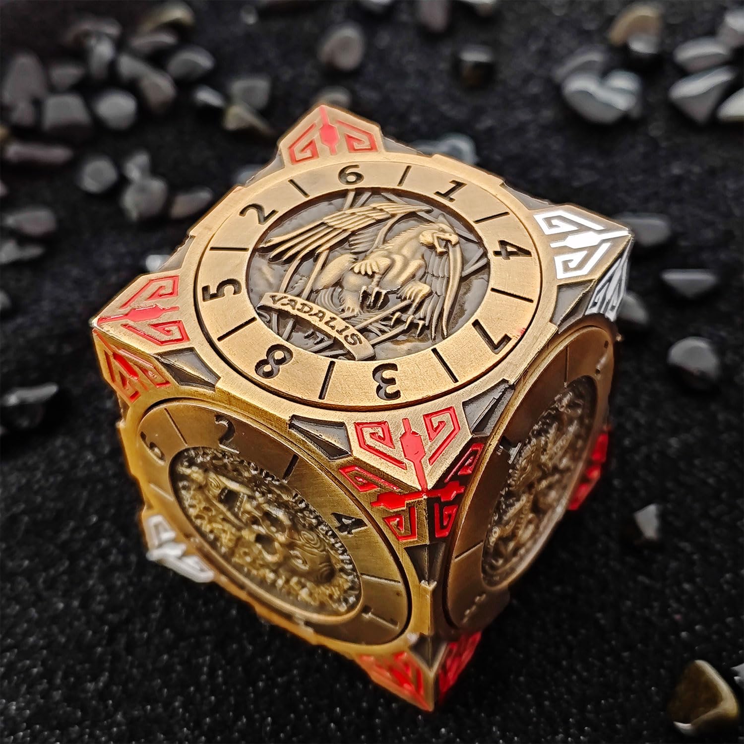 Set di dadi in metallo 7 in 1, con rilievo 3D, per dungeons and drons, poliedrici per giochi di ruolo, accessori fantasy per giochi di ruolo da tavolo per DM e giocatori, oro antico