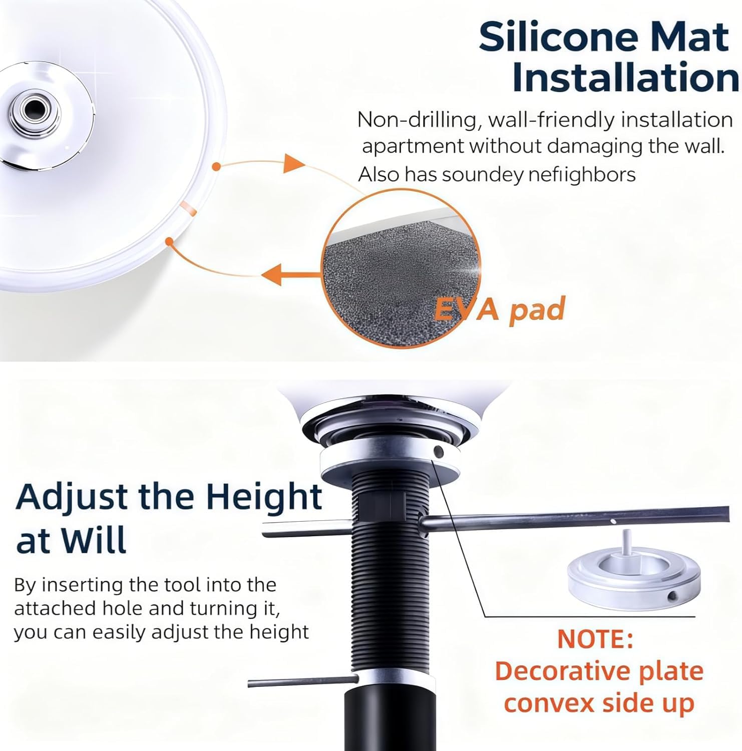 360° Spin Silicone Dance Pole, Portable Silicone Dance Pole Kit, Spinning Static Dancing Pole Kit, Adjustable Height and Removable 7.2-9 FT,for Apartment, Gym, Club,Yoga Studio