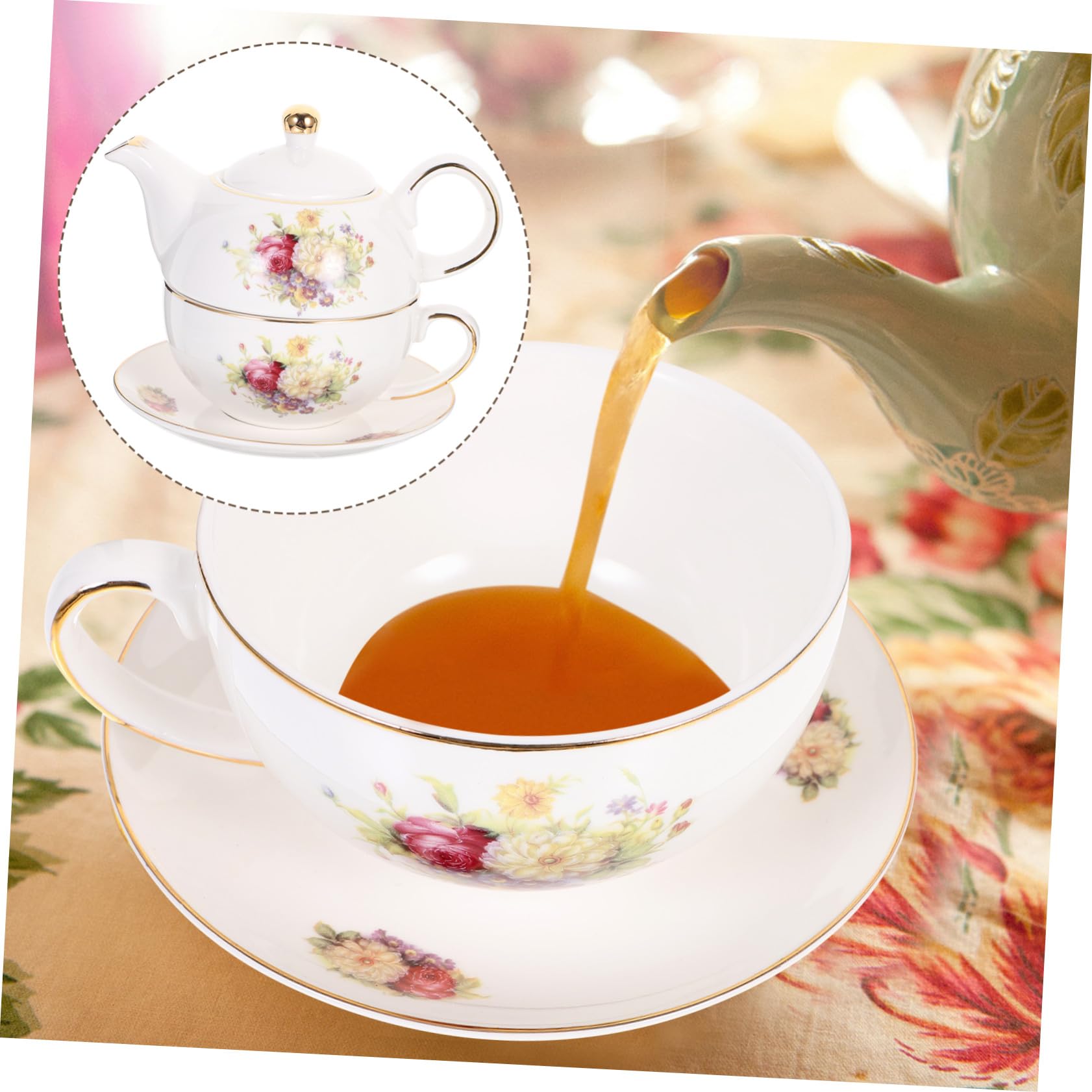 DOITOOL Teiera per Casa in Ceramica Bollitore Tazze da tè Forniture per Cucina Kit Teiera da Scrivania Tazza da tè in Ceramica per Casa Bollitore da Ufficio Regalo Aziendale