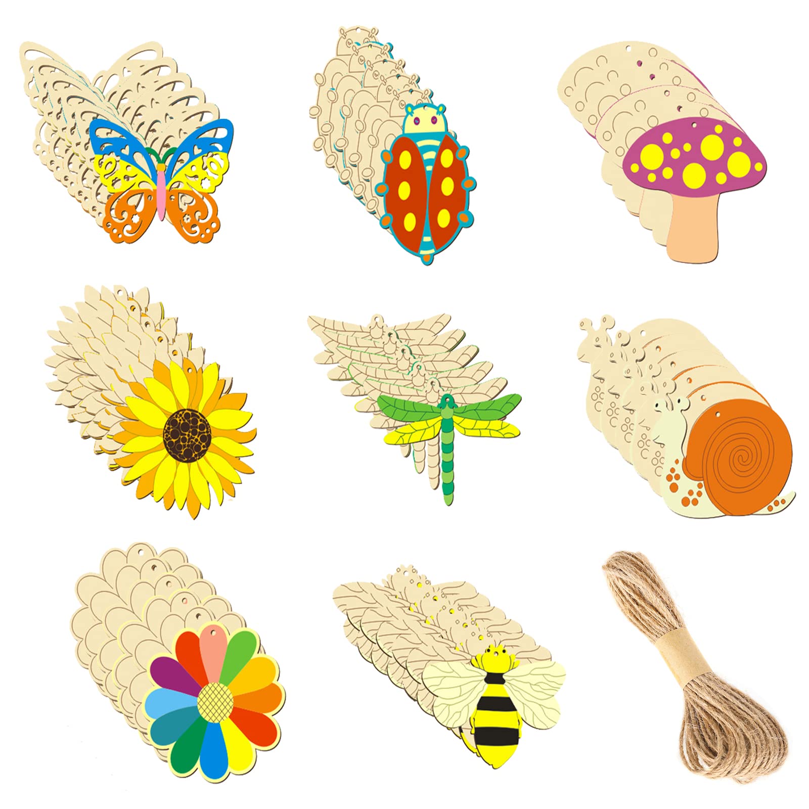 48 mariposas de madera para pintar, mariposas de madera sin terminar, manualidades de pintura de madera, para manualidades, producción creativa y decoración de muebles