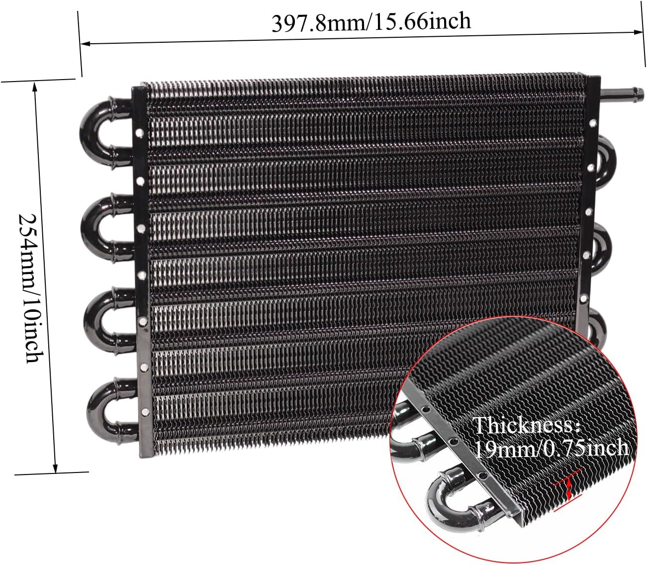 Transmission Oil Cooler Kit, Aluminium alloy Radiator with 5/16" Tube and Hose Mounting Kit(Black) (8 Pass)
