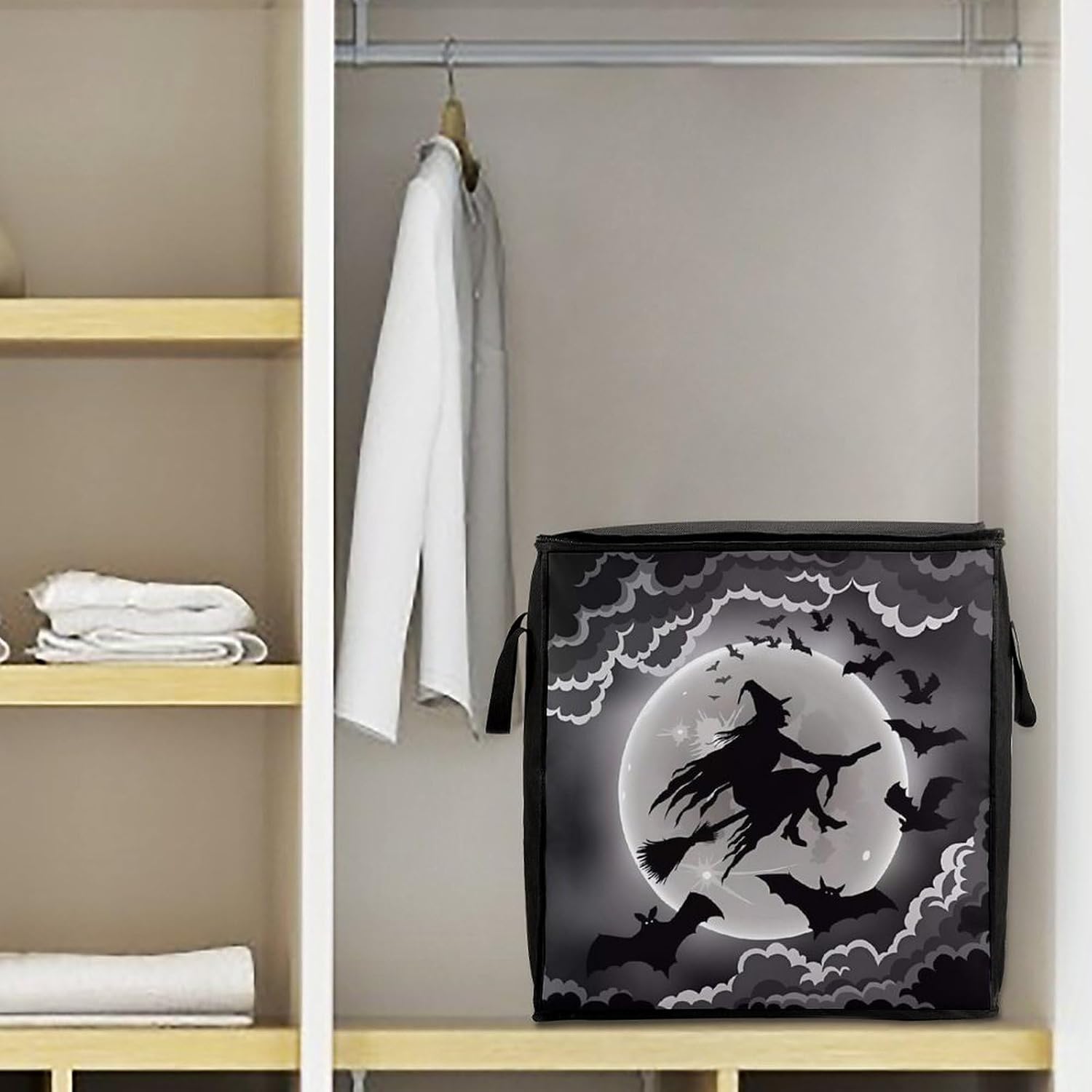 Halloween Witch Storage Bag,Large With Handle Quilt Organizer Portable Zipper Storage Bags Foldable Storages Containers for Wardrobe Clothes Blanket Bedding