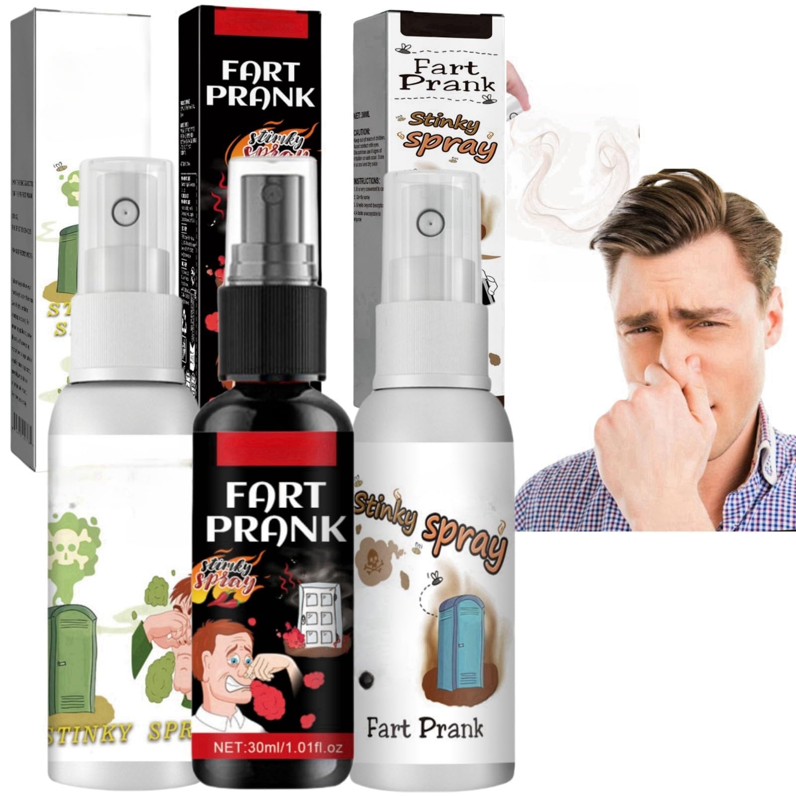 3PCS Fart Spray Pranks for Liquid Spray,Tricky Liquid Fart,Prank Fart Spray,Stink Spray,Halloween Fart Spray,Fart Spray Extra Strong,Fart Spray Extremely Bad,Interesting Jokes and Pranks for Adults