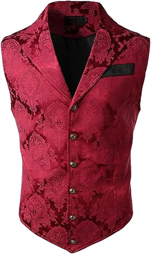 Gilet De Costume Victorien Steampunk Pour Homme - Paisley Gothique Sans Manches