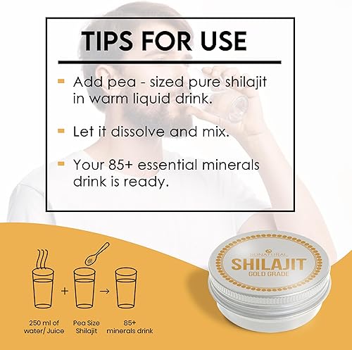 Miniatura 6 de SoNatural Shilajit Pure Himalayan Orgánico  1.06 oz de resina Shilajit 100% pura de grado dorado con ácido fúlvico y más de 85 minerales traza