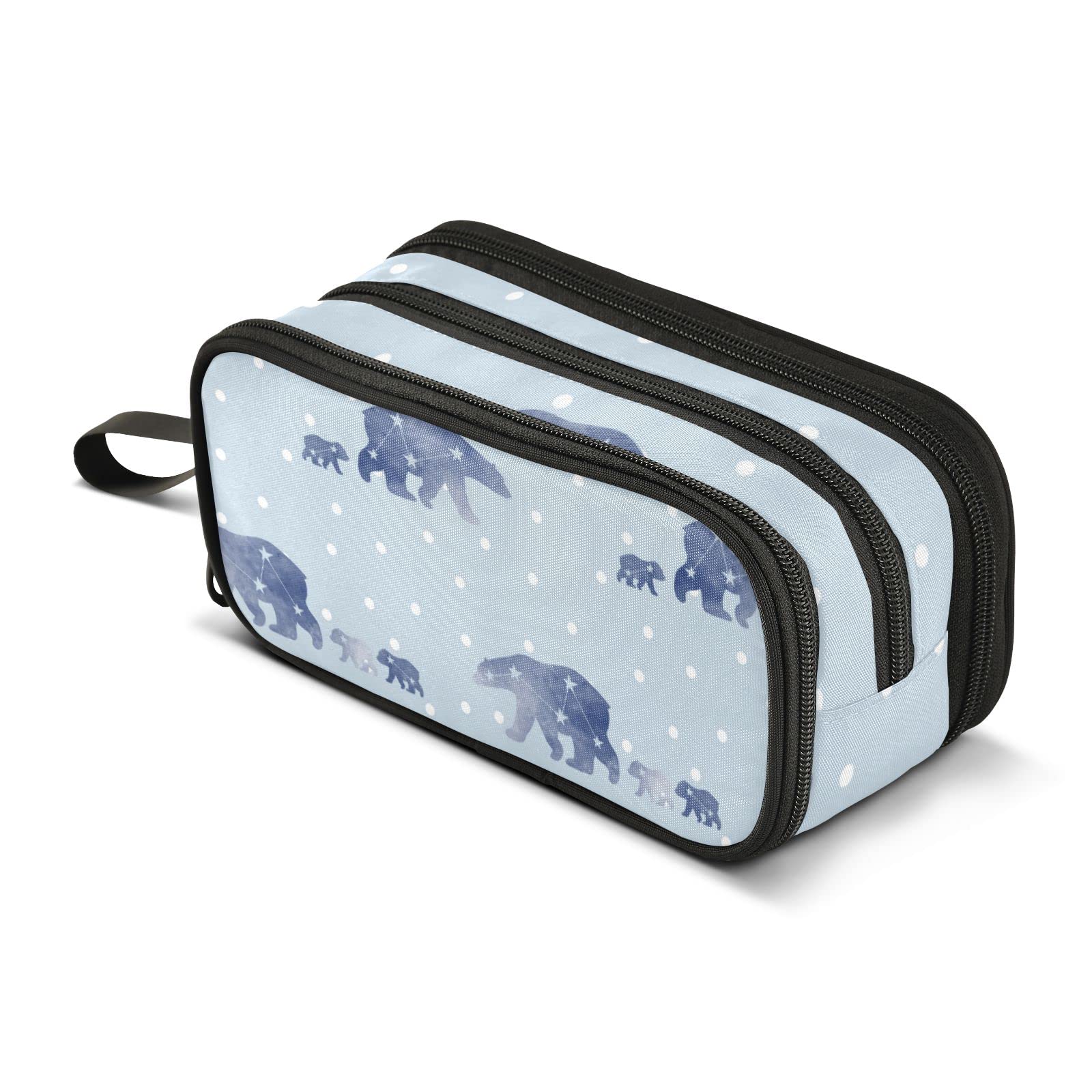 Mnsruu Big Capacity Pencil Pen Case Office College School Large Stationery Makeup Bag Polar Bear Pencil Bag for Teens Adults — image 1