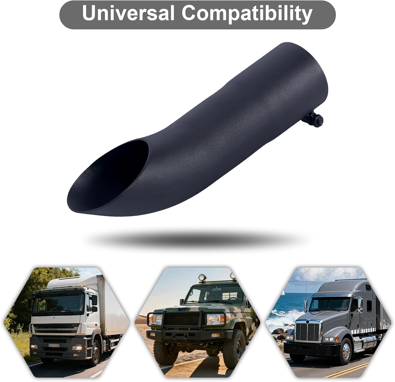 Turn Down Exhaust Tip 4" Inlet 12" Overall Length Stainless Steel Polished Tailpipe Tip Bolt On Diesel, Black