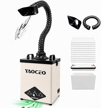 YC100 Solder Fume Extractor, Powerful 105W & Suction 260m3/h, Low-Noise Below 53dB, Fume Extractor Soldering with 13 Filters 3-Layers Filtration,Fume Extractor for Laser Engraving, Soldering,Welding