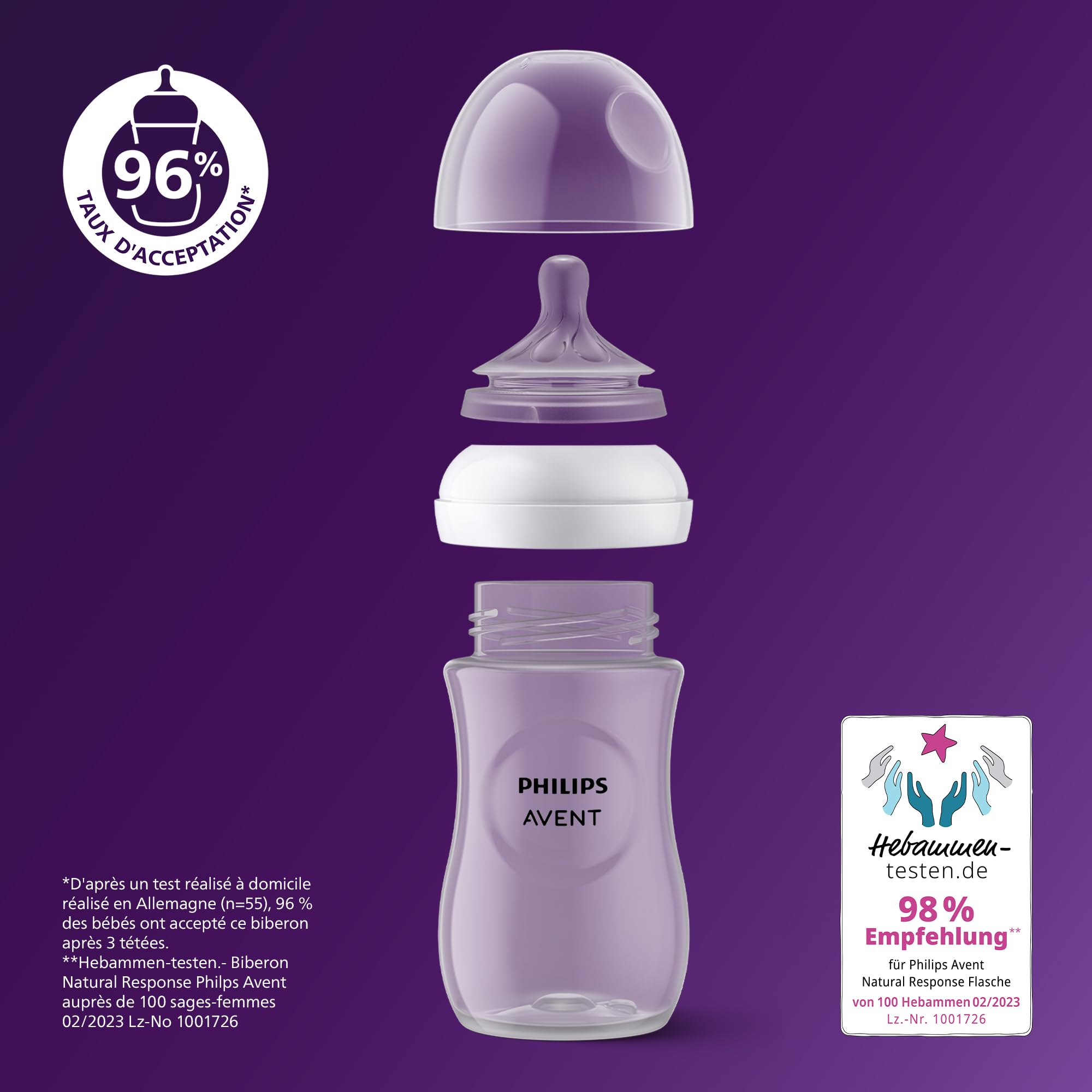 Philips Avent Kit biberons pour nouveau-né – 4 biberons, 2 tétines, sucette ultra-douce et goupillon, pour les bébés âgés de 0 à 12 mois (modèle SCD838/13) - 3