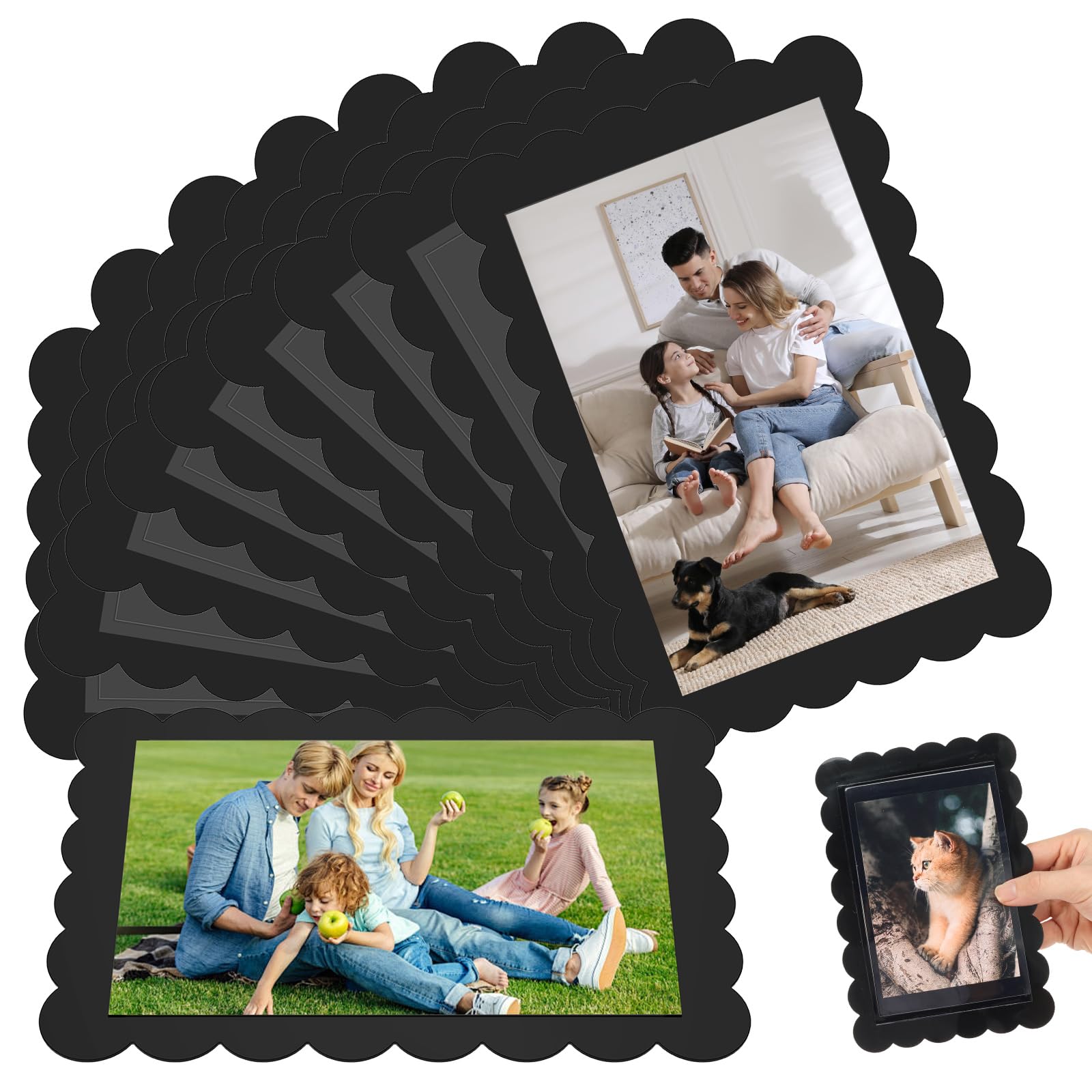 10Pcs Magnetic Photo Frames,Wave Shaped Magnetic Frame for Fridge,Hold Kids & Family Personalised PVC Adhesive Magnets Picture Frames,Holds 6x4 Inch Photo,Postcard,Notices.