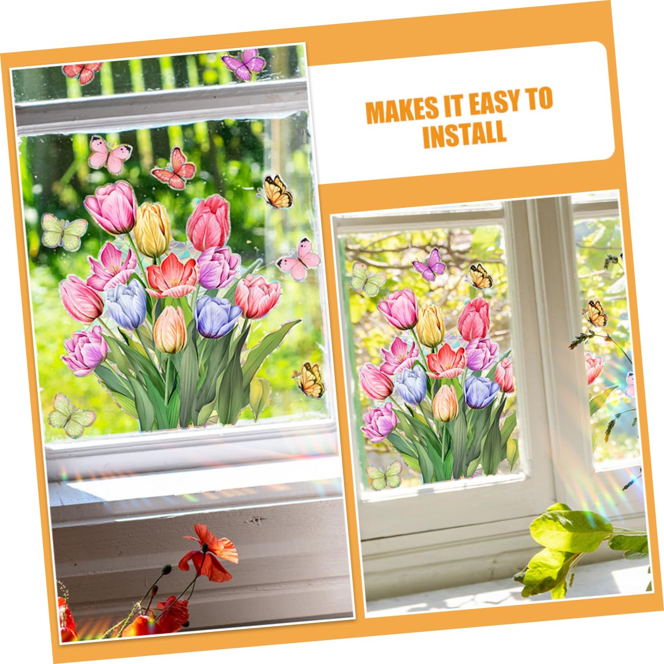 4hojas Pegatinas De Ventana De Decoración Estática Floral Para Hogar Fácil Instalación Decoración Creativa Para Habitaciones Infantiles y Salones
