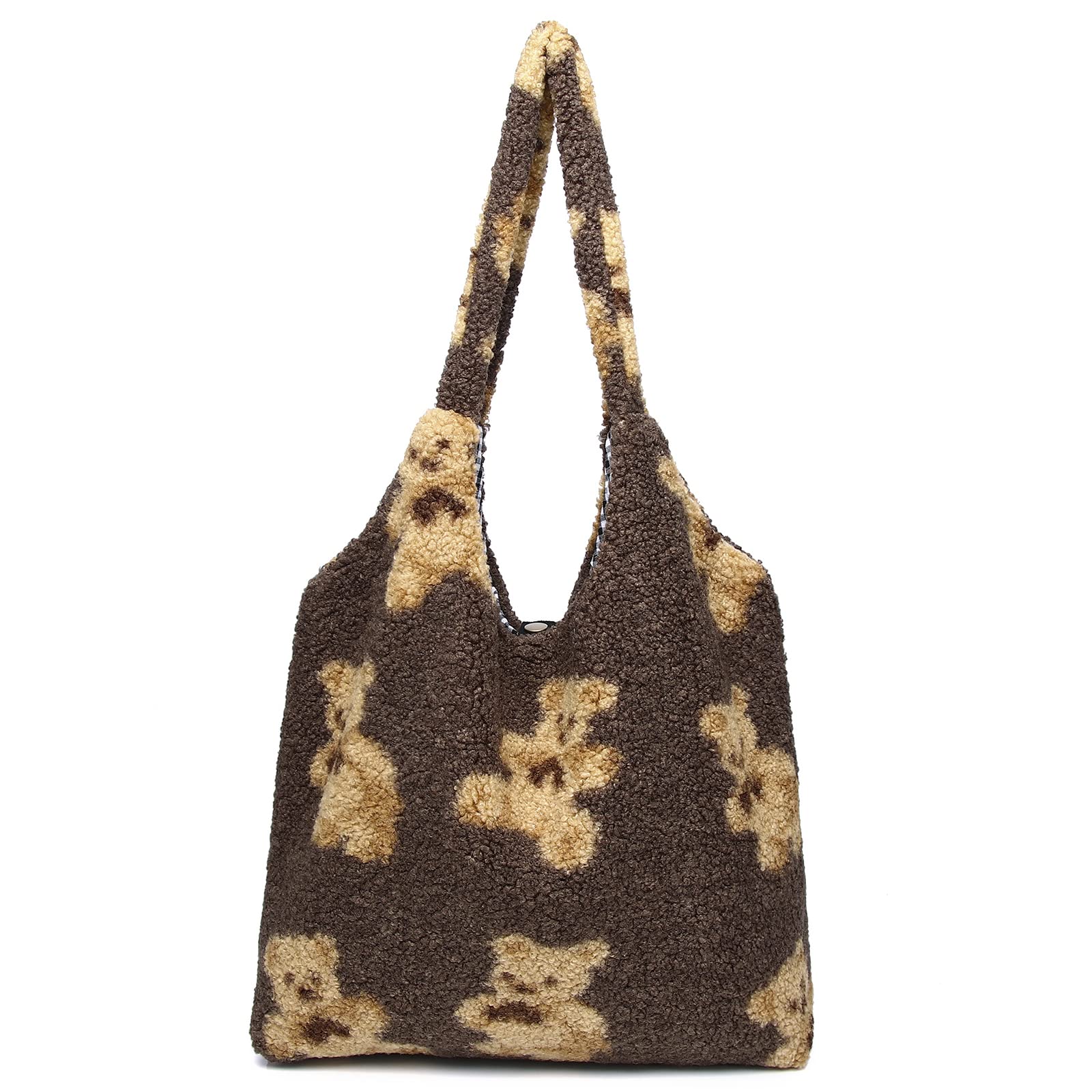 Fluffy Tote Bag for Women Girls, Kawaii Purse Cute Tote Bag Aesthetic, Soft Plush Shoulder Bag with Inner Pocket