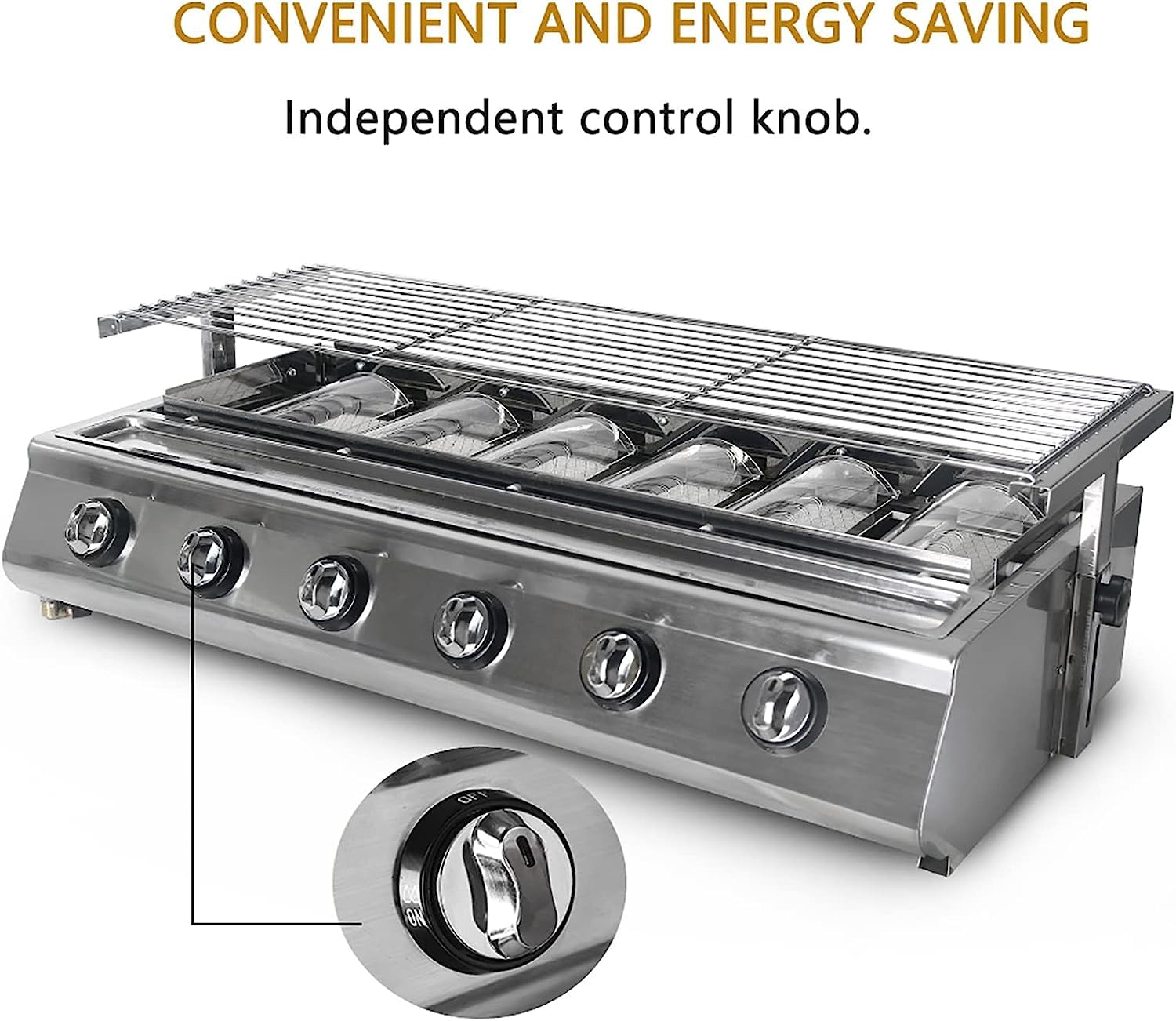 Parrilla De Gas Propano De Mesa Para Exteriores De 6 Quemadores, De Acero Inoxidable Sin Humo Portátil Para Barbacoa, Acampar, Picnics, Jardín y Fiesta