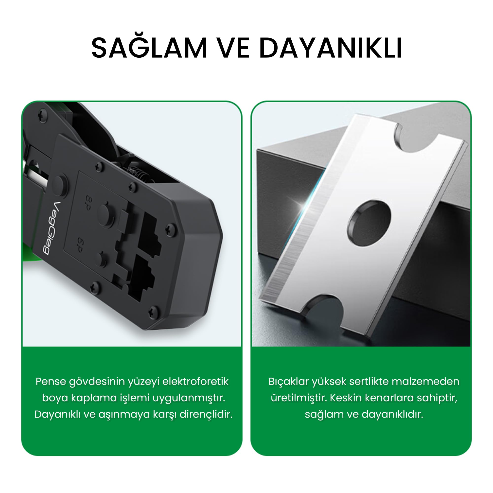 VegGieg RJ45 Ethernet RJ11 Telefon Soket Jack Sıkma Pensesi