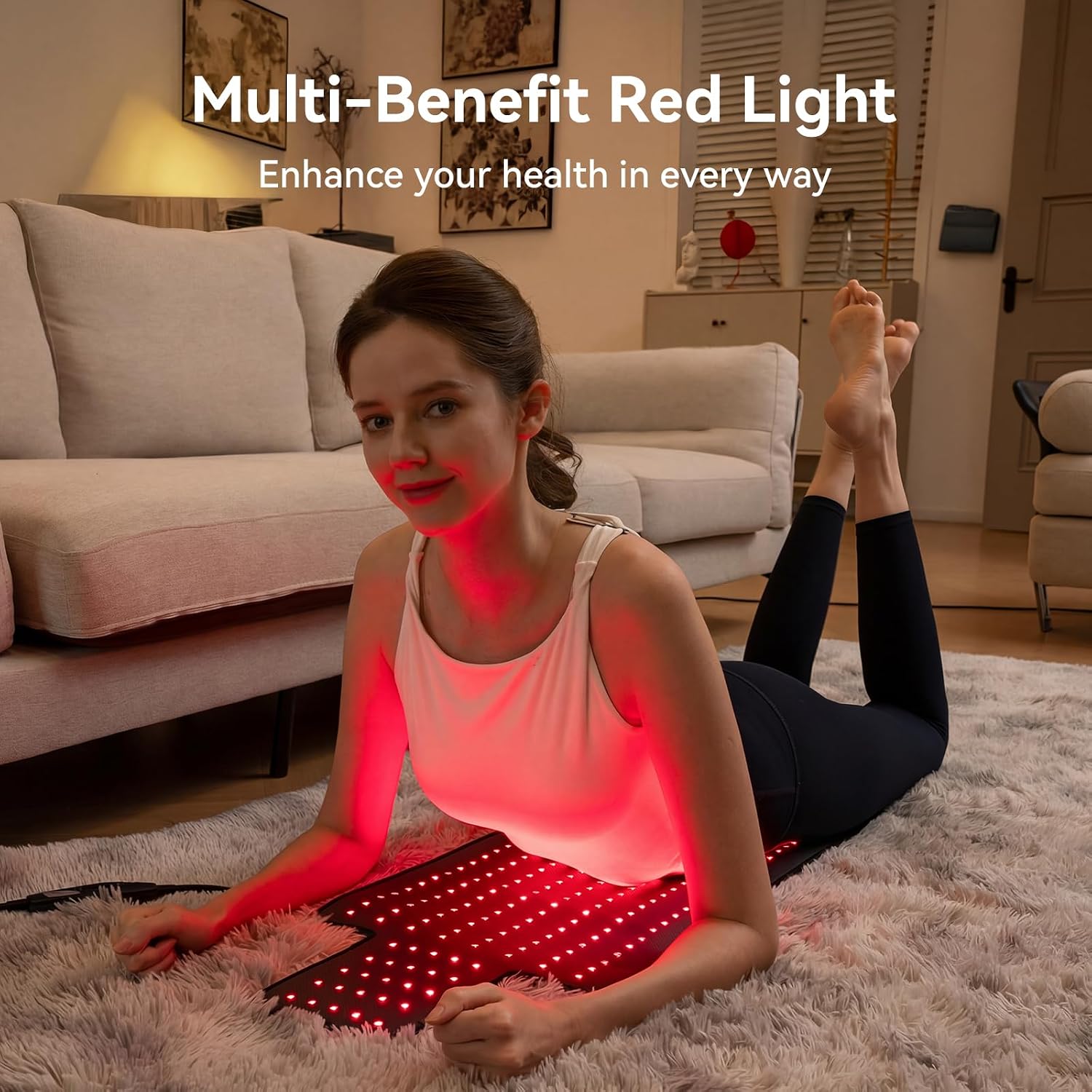 Extra Large Red Light Therapy Mat, 265 High-Density LEDs Full Body Red Light Therapy, 660nm & 850nm Dual Wavelengths, Foldable Red Light Therapy Blanket with Timer, 36.2" x 13.3"