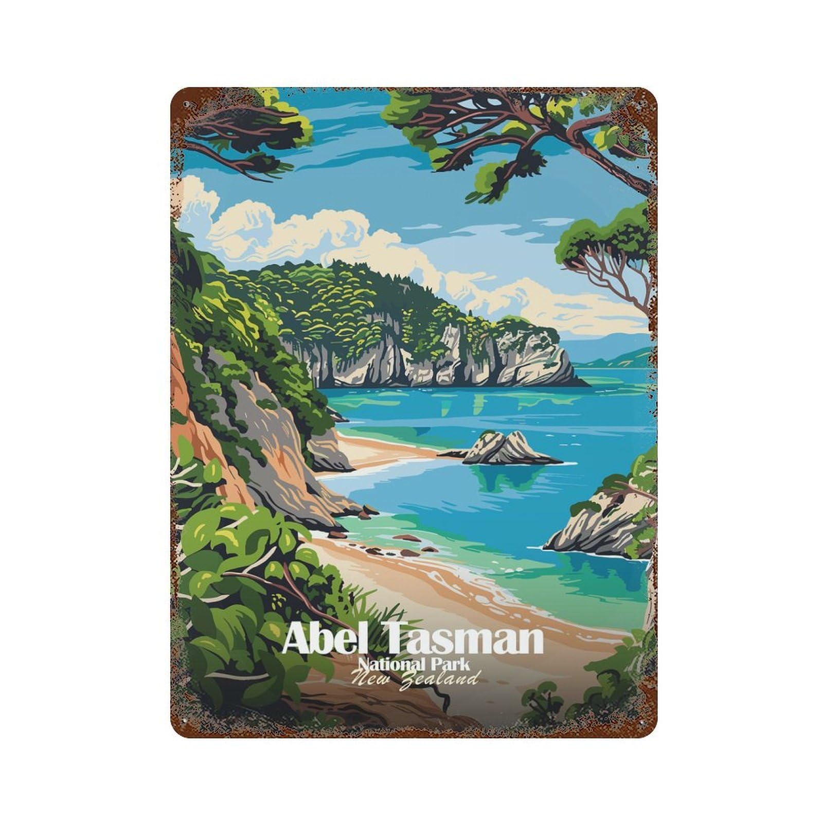 Abel Tasman National Park Weathered Tin Sign 15.7"x11.8", Shabby Chic Decor for Garage, Pub Or Kitchen